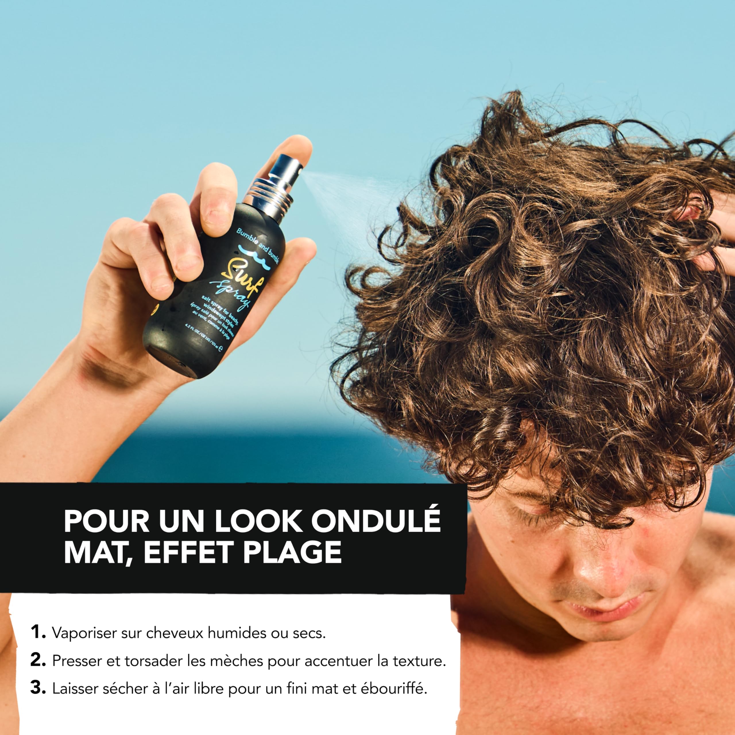 Bumble and bumble. Surf Spray salé effet retour de plage | Volumateur & Texturisant | Apporte volume, texture aux cheveux + Fini mat | Cheveux ondulés, lisses