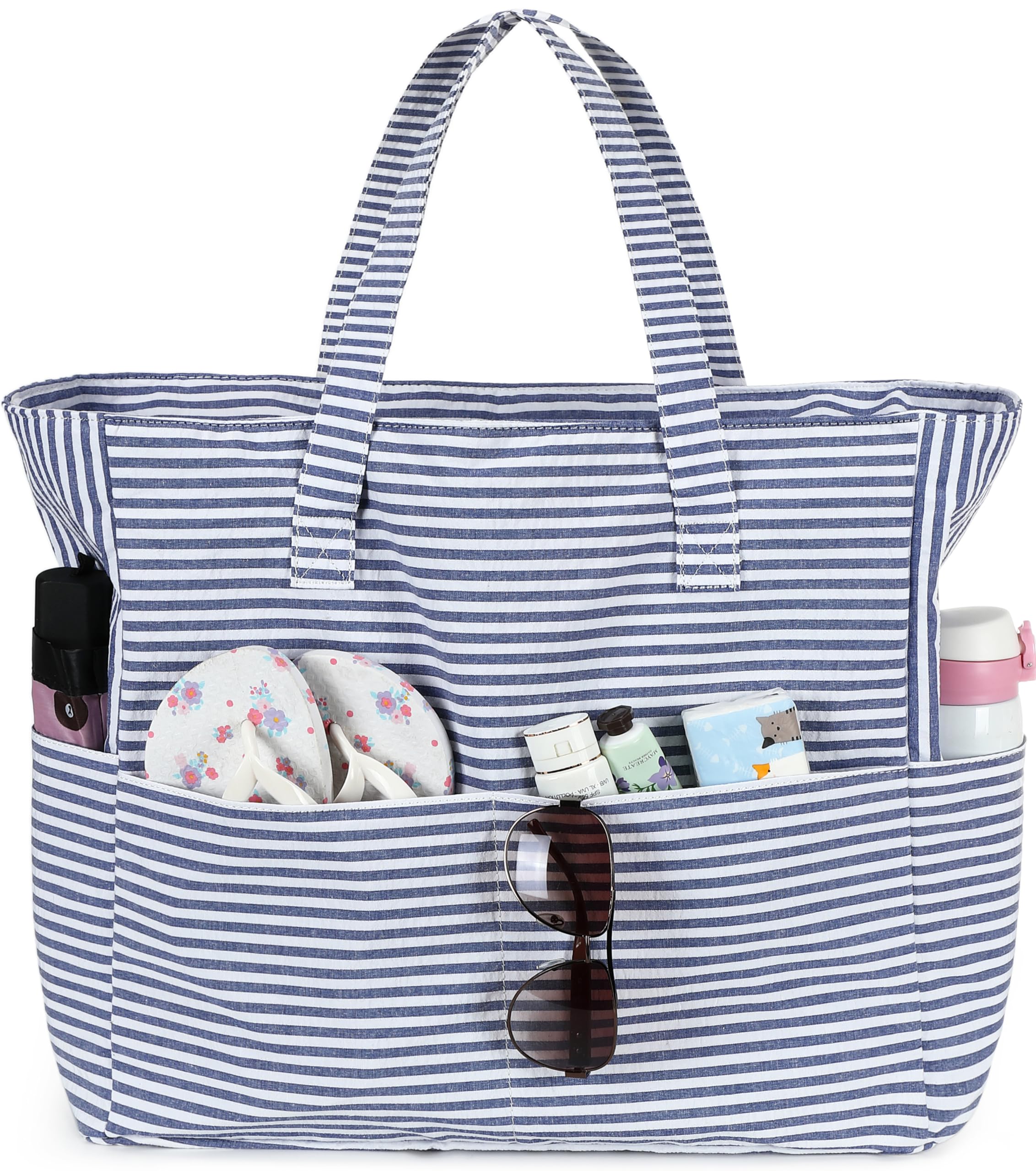 LEDAOU Large Beach Tote Bag Women Waterproof Sandproof Zipper Beach Tote Bag for Pool Gym Grocery Travel with Wet Pocket | Waterproof, Sandproof,