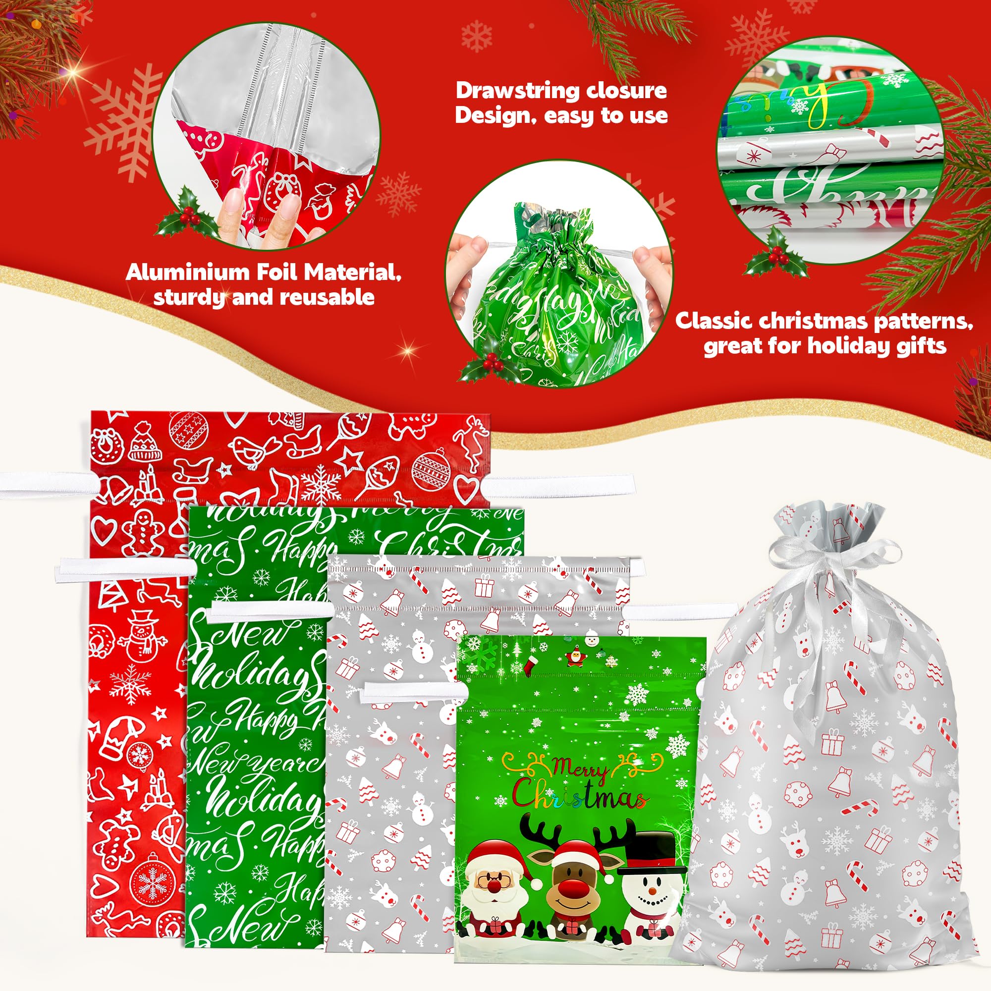 wyegey 20 bolsas de regalo de Navidad con cordón