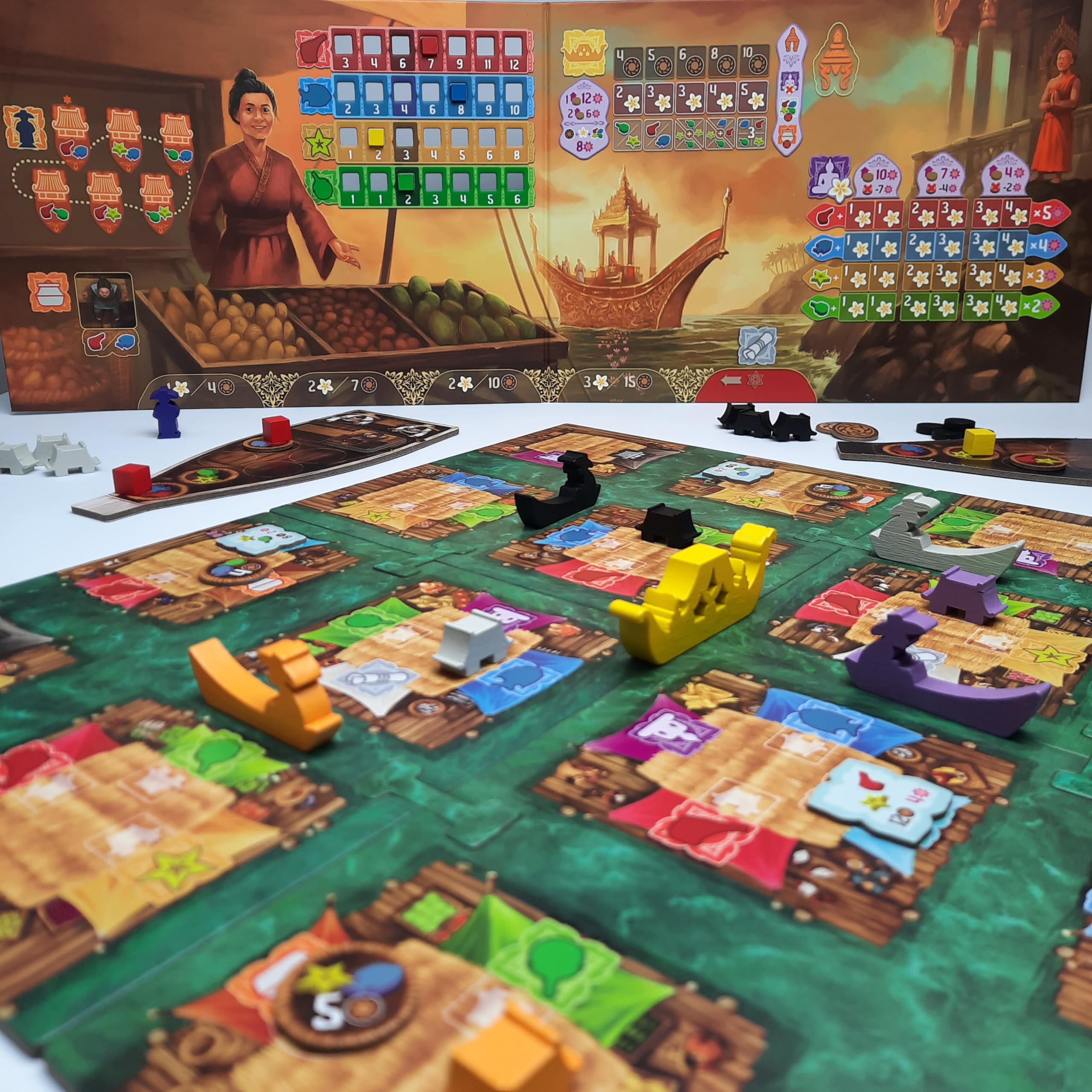 Phraya - Brettspiel - 2-4 Spieler - Ab 12+ Jahre - Gesellschaftsspiel - Strategiespiel - Handelsspiel - Kennerspiel - 90 Minuten - Ideal für den Brettspieleabend