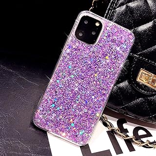 Case for iPhone 12/iPhone 12 Pro Glitter Case,Girls Women Sparkle Twinkle Bling Crystal Glitter Soft Flexible TPU Silicone Rubber Gel Shell Shockproof Slim Protective Phone Case Cover,Purple