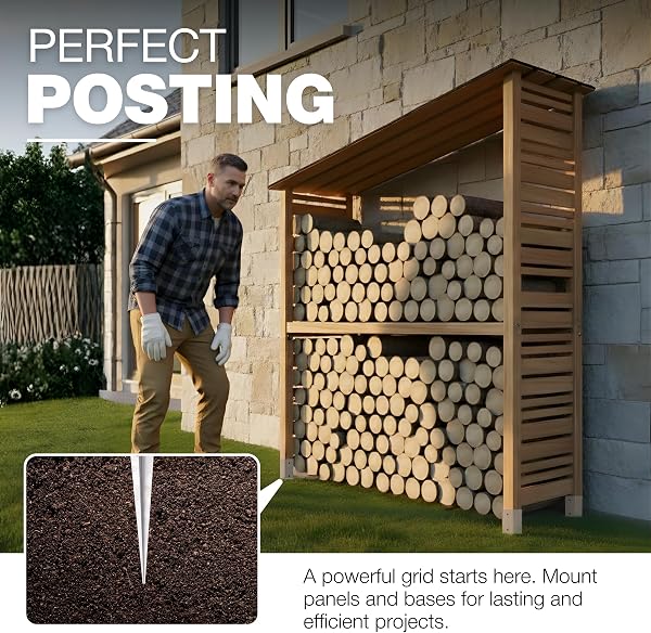 GeZu Impex Post Support 71 x 71 x 750 mm Hot Dip Galvanised Set of 16 fence Holder Anchor spike ground sleeve - 5