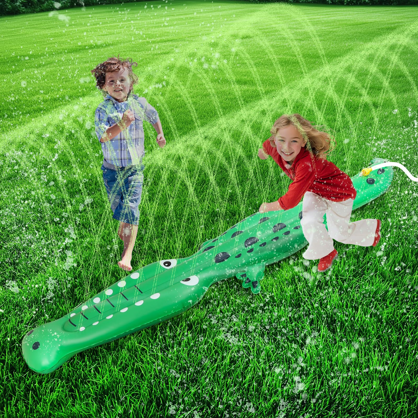 Water Sprinkler for Kids, Large Crocodile Inflatable Sprinkler