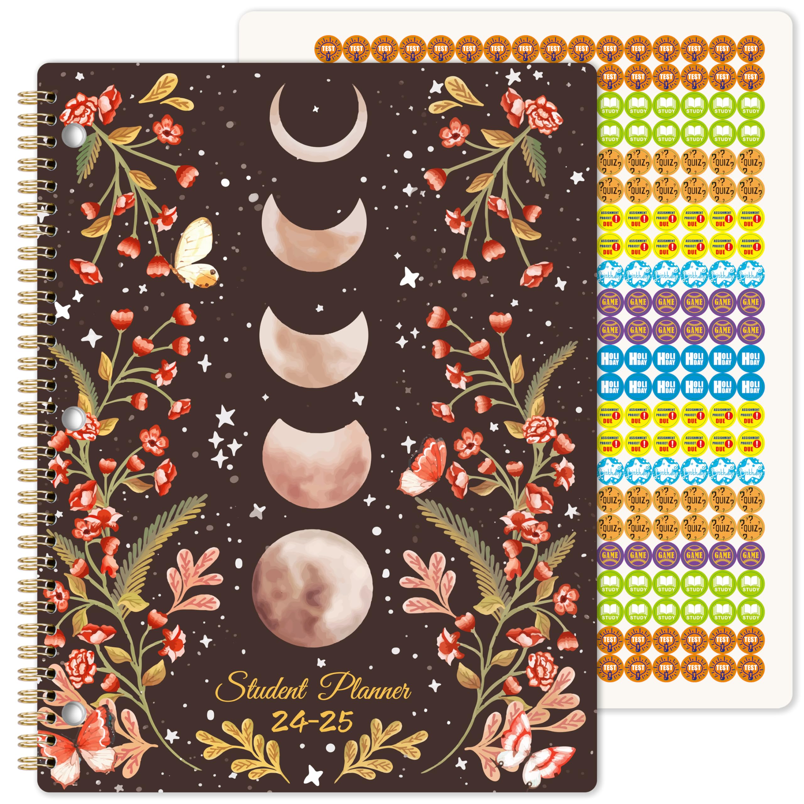Student Planner 2024-2025 - School Planner for Middle School or High School, Aug. 2024 - Jun. 2025, 8.5" x 11", Planner 2024-2025 Academic Year with Thick Paper, 3-Hole Punched & Stickers - Floral