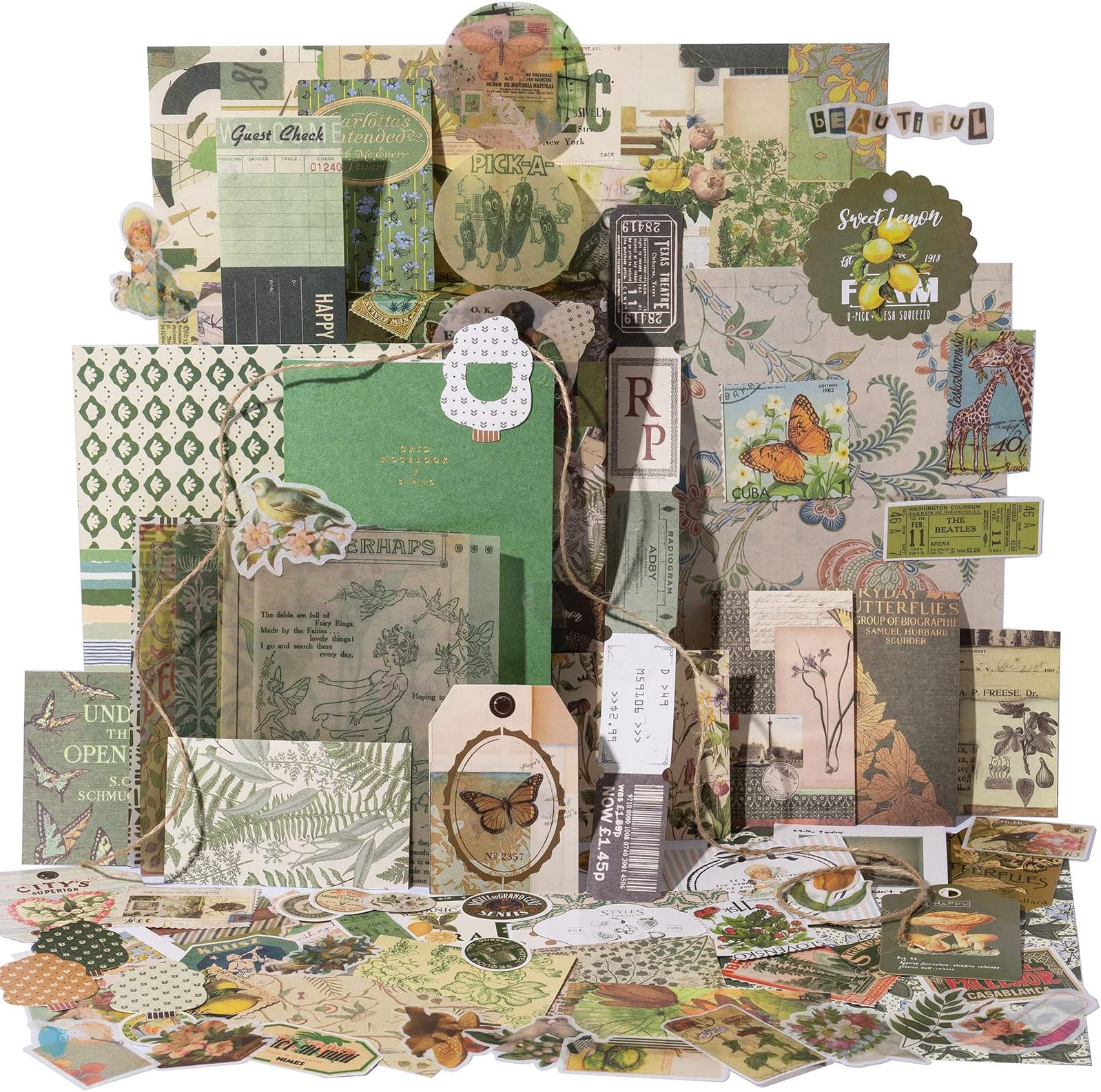 YagCuAesthetic Scrapbook Kit, Junk Journal Scrapbooking Supplies, Vintage Journaling Set Bullet Journals Stationary, Large Collection for Teen Girls Women Adults Beginners, Arts Craft Ephemera