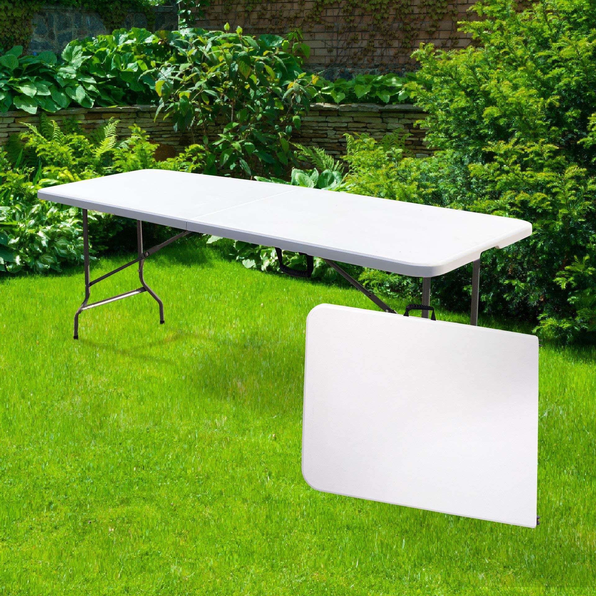 RED DECO - Tavolo Pieghevole Eazy, 180 cm, Colore: Bianco