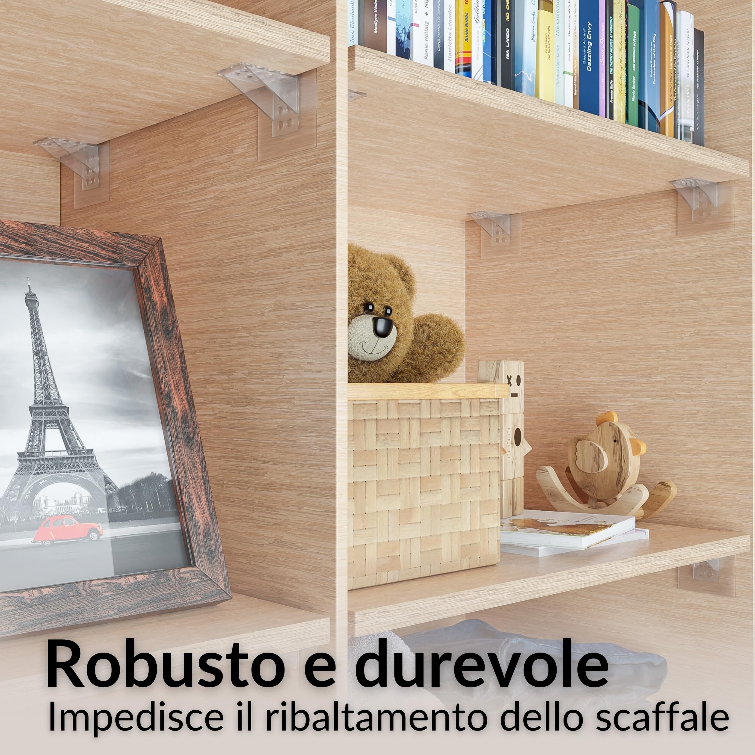 DEKAZIA® 16 Pz Supporti per Mensole Autoadesivi | Reggimensola Adesivo Senza Forare | Supporto Scaffale per Armadio e Libreria