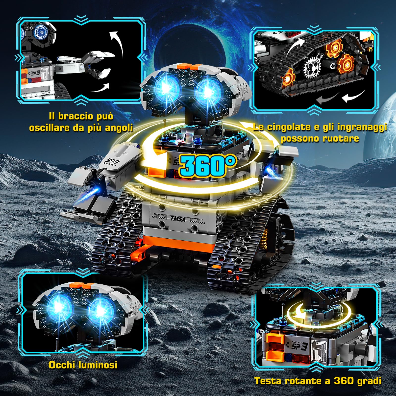 YOOHBERRYS Technic Robot Telecomandati per Bambini, 5-in-1 Kit di Costruzione di Robot Programmabile con App e Telecomando, Regalo Educativo per Ragazzi e Ragazze Dagli 6 ai 12 anni (Grigio)