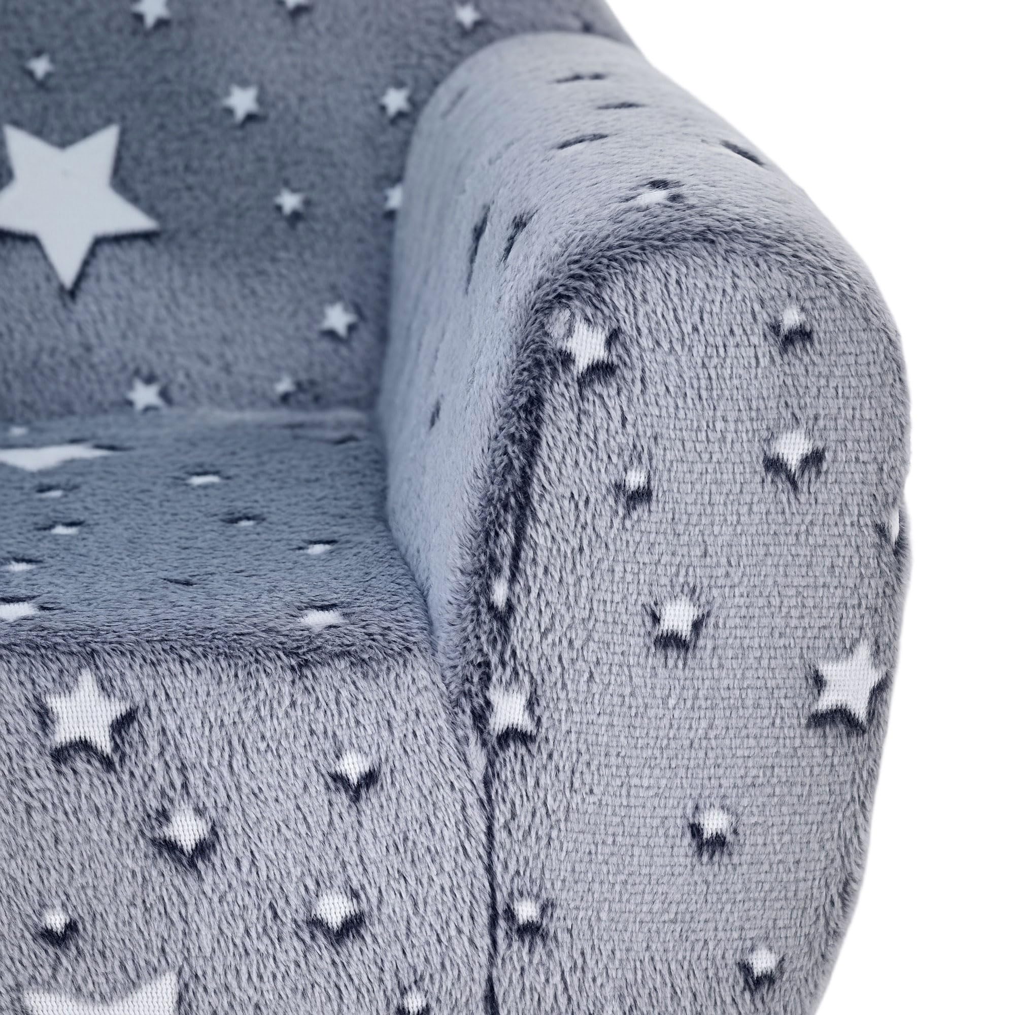 AIYAPLAY Fauteuil Enfants canapé pour Enfants hosphorescent avec Motif étoilé, Mini canapé en Tissu Velours, pour garçons et Filles, Gris