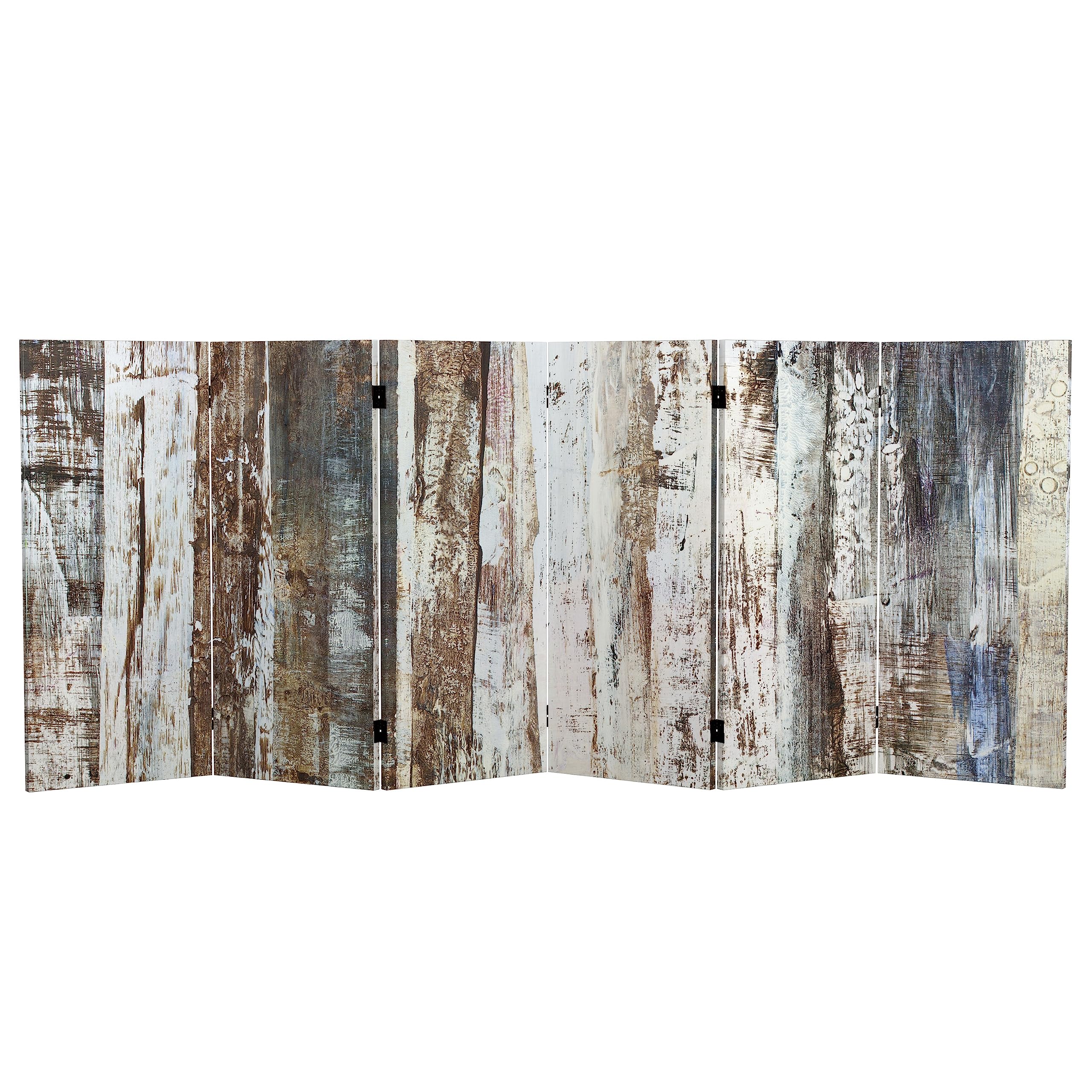 Red Lantern 3 ft. Short Double Sided Winter Woods Canvas Folding Screen 6 Panel Freestanding Partition and Separator for Modern and Contemporary