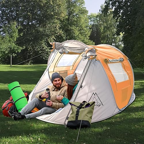 Miniatura 8 de TENPLAY - Tienda de campaña desplegable, 2-4 personas, poliéster 190T, impermeable, 78.740 in, revestimiento de poliuretano, configuración