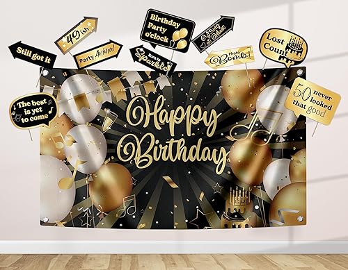 Kit de decoración para fiesta de cumpleaños número 50, incluye telón de fondo de fotografía y 10 accesorios para cabina de fotos de estudio con