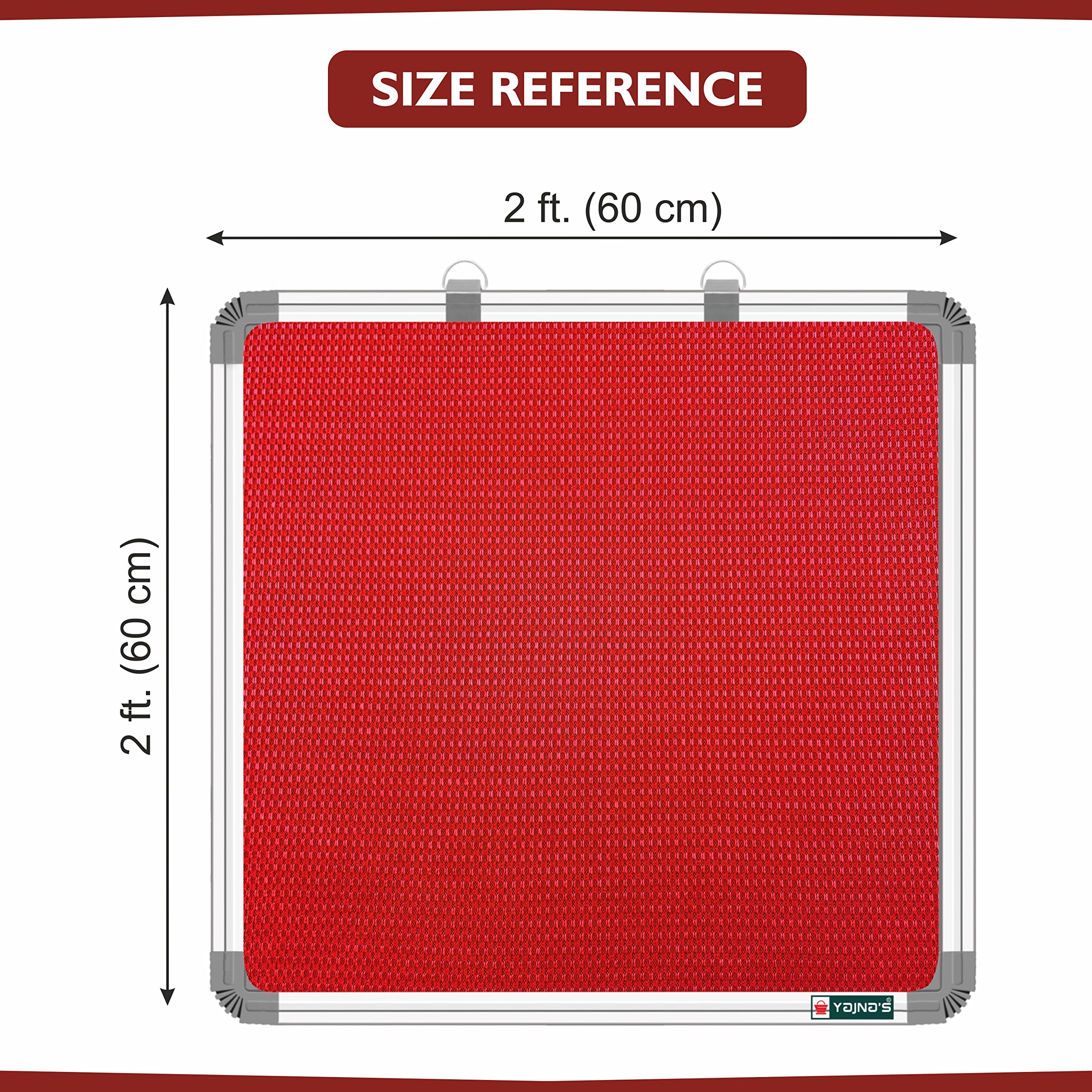 YAJNAS® 2 X 2 feet Premium Material Notice Pin-up Board/Pin-up Board/Soft Board/Bulletin Board/Pin-up Display Board for Office, Home and School uses, (Red, Pack of 1) 1