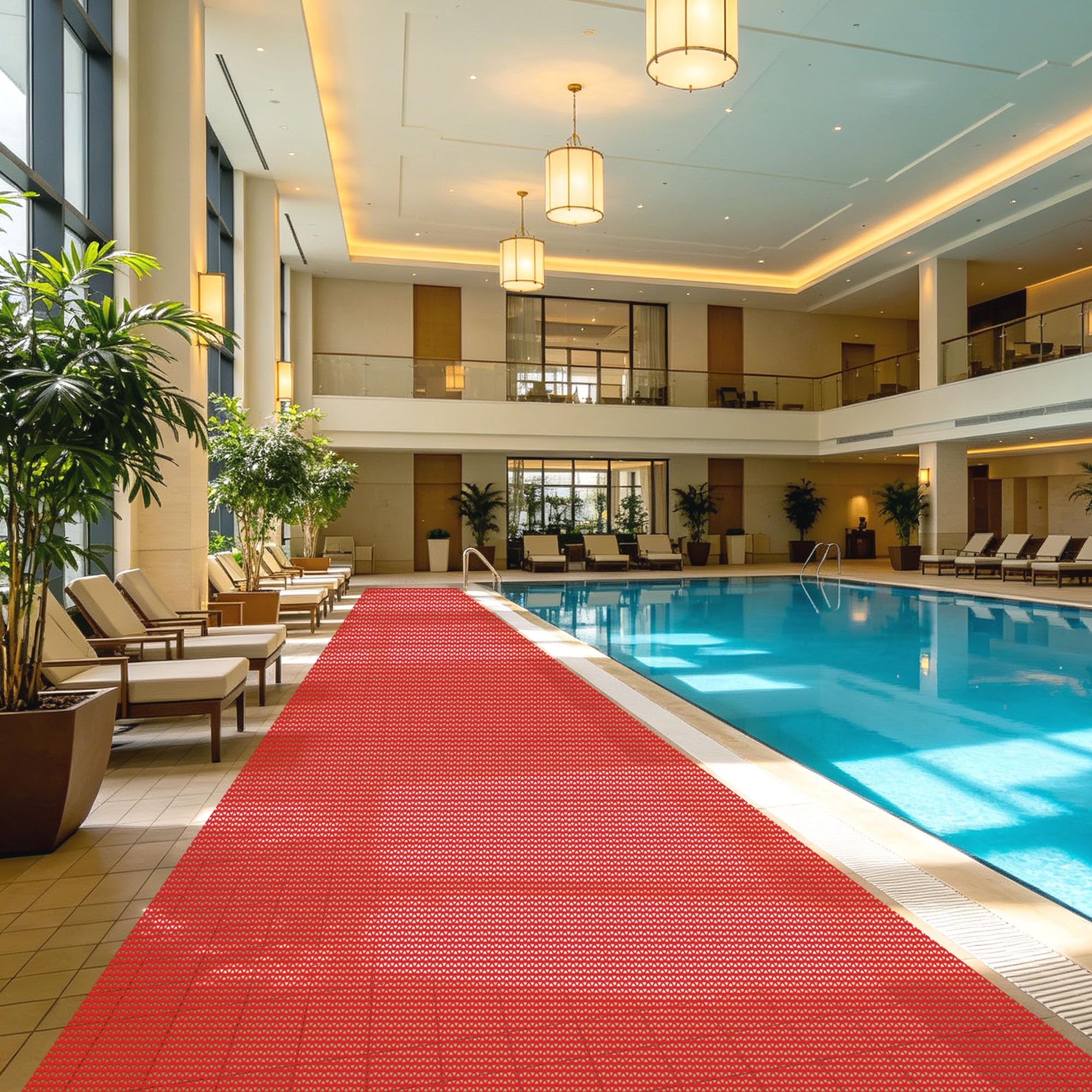 Alfombrilla de Drenaje para piscina y cocina de 130x120 cm en color rojo