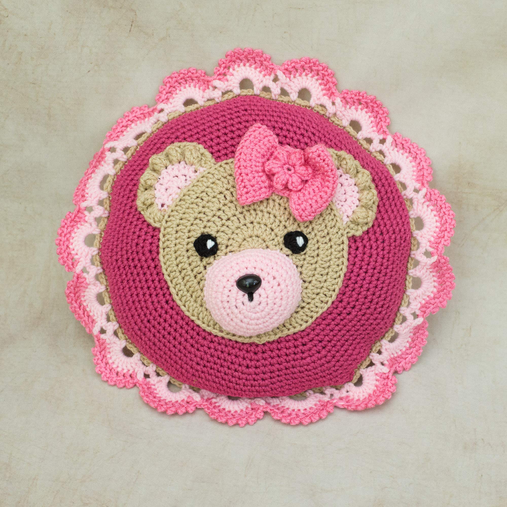 Handmade crocheted pillow Bear, home decor, for babies and kids bedroom