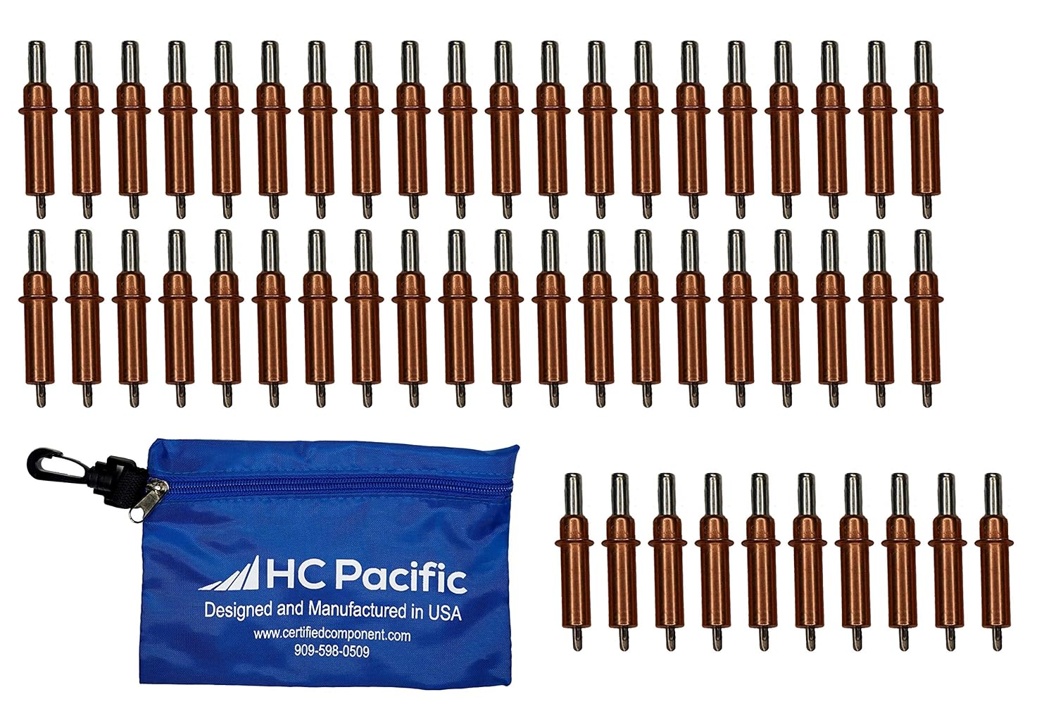 50 Each C1/8 Cleco Fasteners and Pouch (Drill Size 30,Grip 0-1/4 inch ) Made in USA