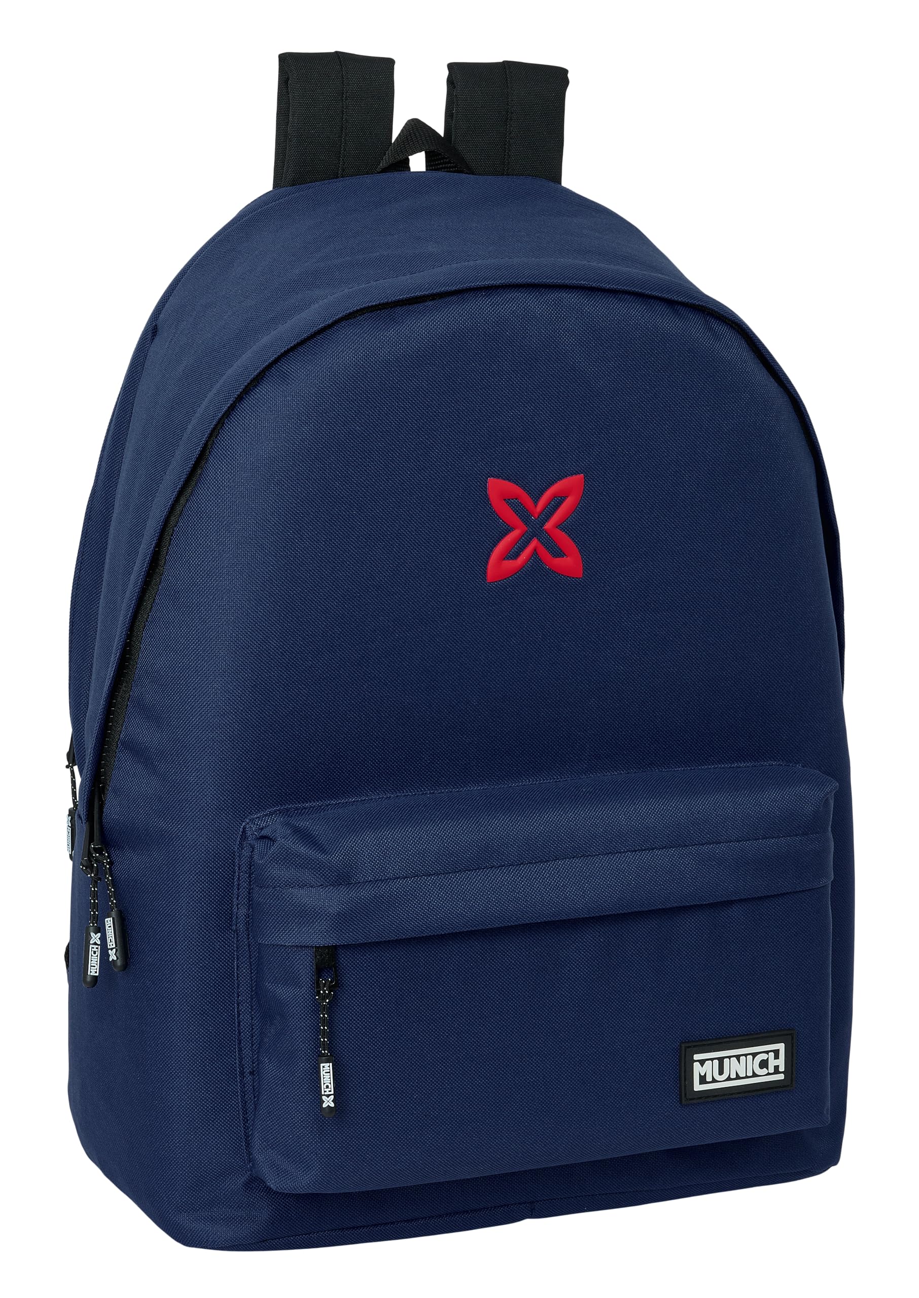 safta Munich Basic - Zaino per computer portatile da 15,6" e USB, ideale per giovani di diverse età, tessuto riciclato, comodo e versatile, qualità e resistenza, 31 x 18 x 44 cm, colore, Blu marino,