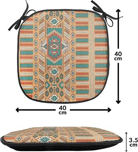 Miniatura 4 de Ambesonne Juego de 2 cojines tribales para asiento de silla, patrón de tribu secreta en estilo bohemio, acolchado de asiento antideslizante para