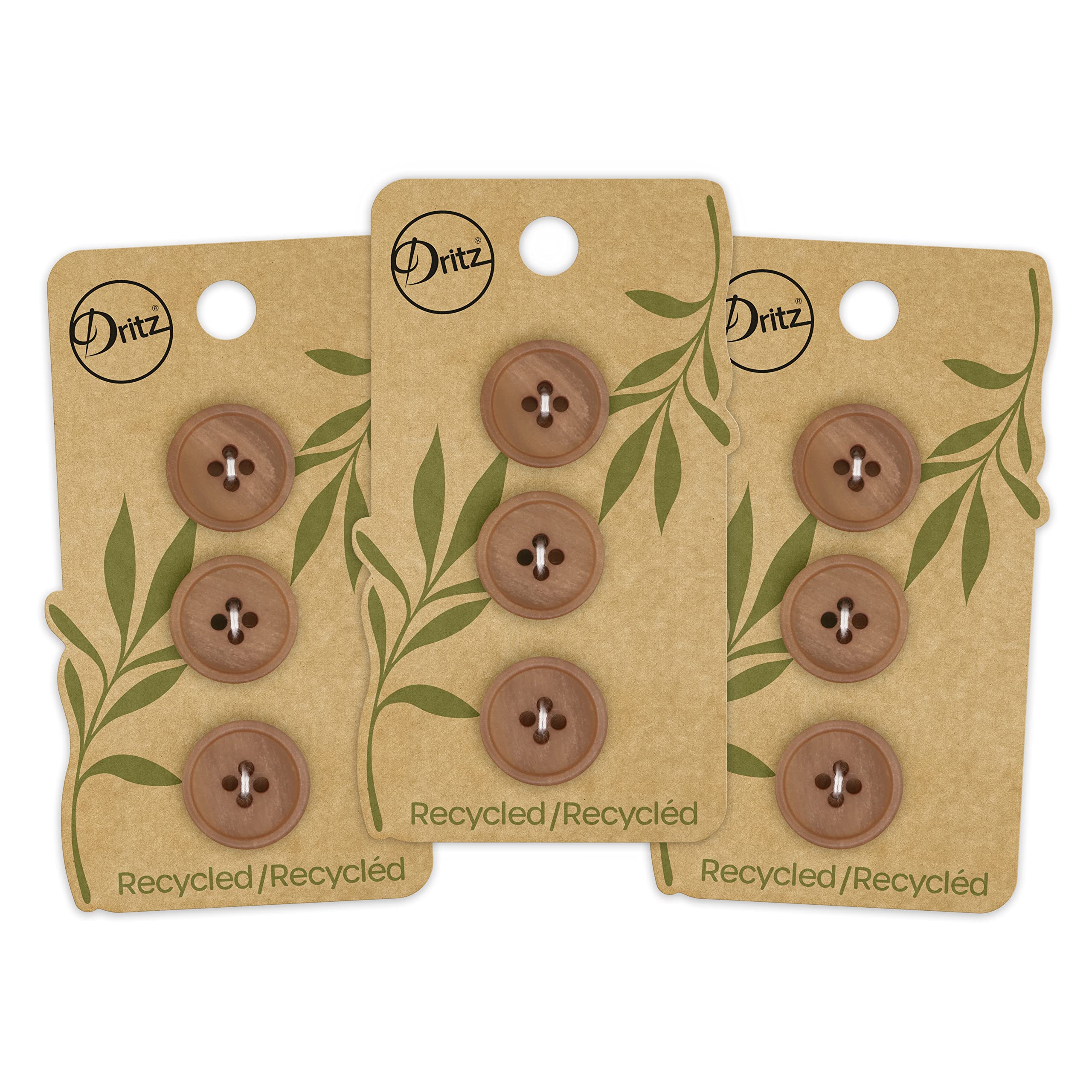 Dritz Botones de papel reciclado, beige-camel, 18 mm
