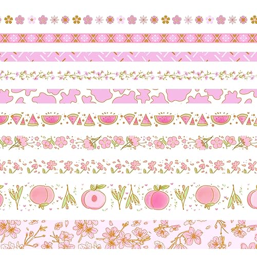 KKONION 10PcsSet Sakura Washi Tape Gold Foil Masking Tape Stationery Journal Supplies Scrapbooking Decorative Adhesive Tape