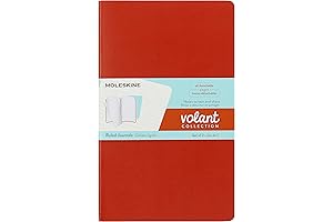 Volant Journal, Soft Cover, Large Ruled/Lined, Coral Orange/Aqua Blue