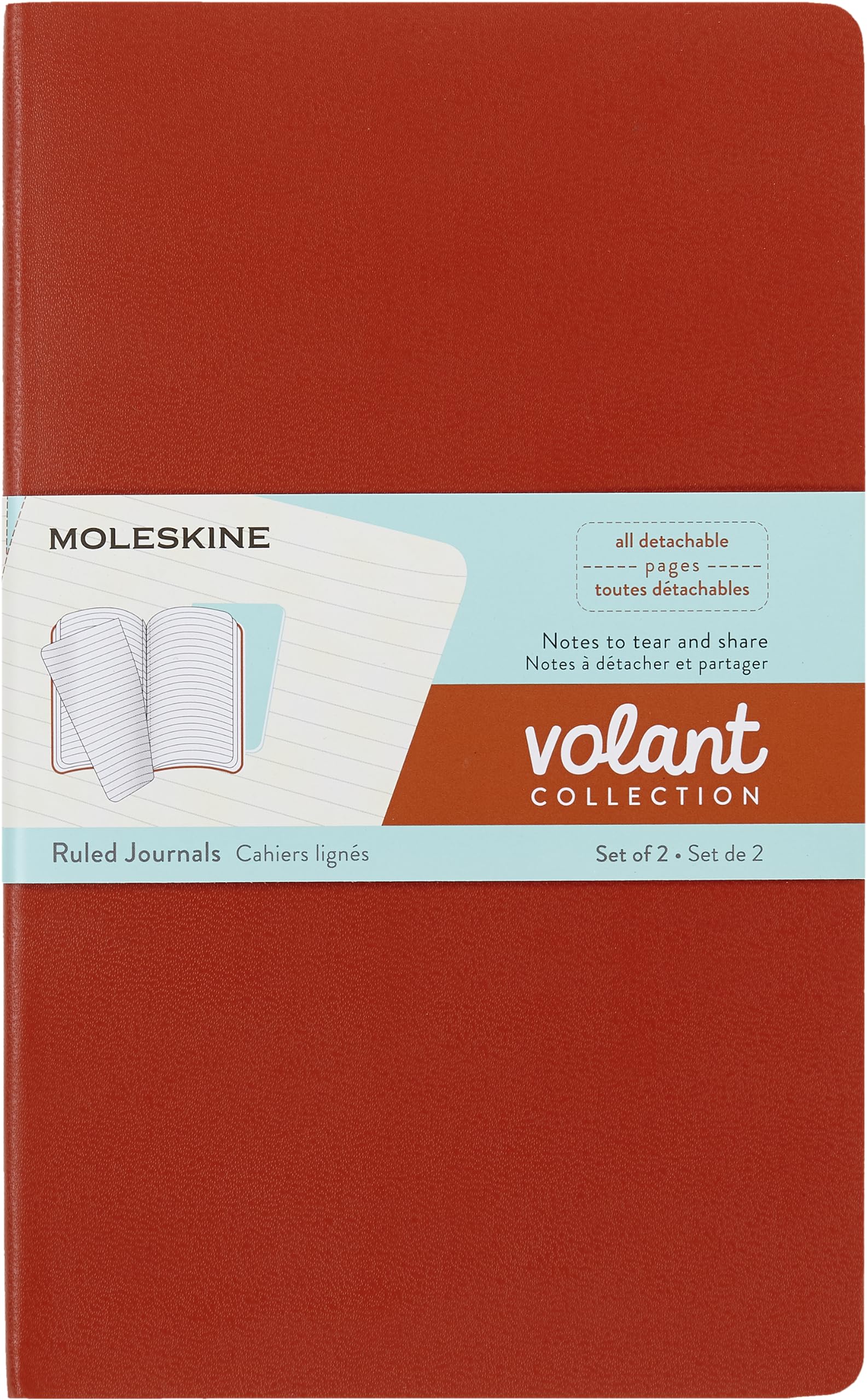 Moleskine Çizgili Volant Not Defteri 2'Li Set L Boy Turuncu + Aqua Mavi