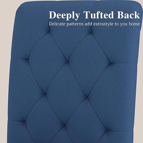 Miniatura 4 de Juego de 4 sillas de comedor tapizadas, sillas de cocina Parsons acolchadas con patas de madera maciza, silla auxiliar de tela moderna para