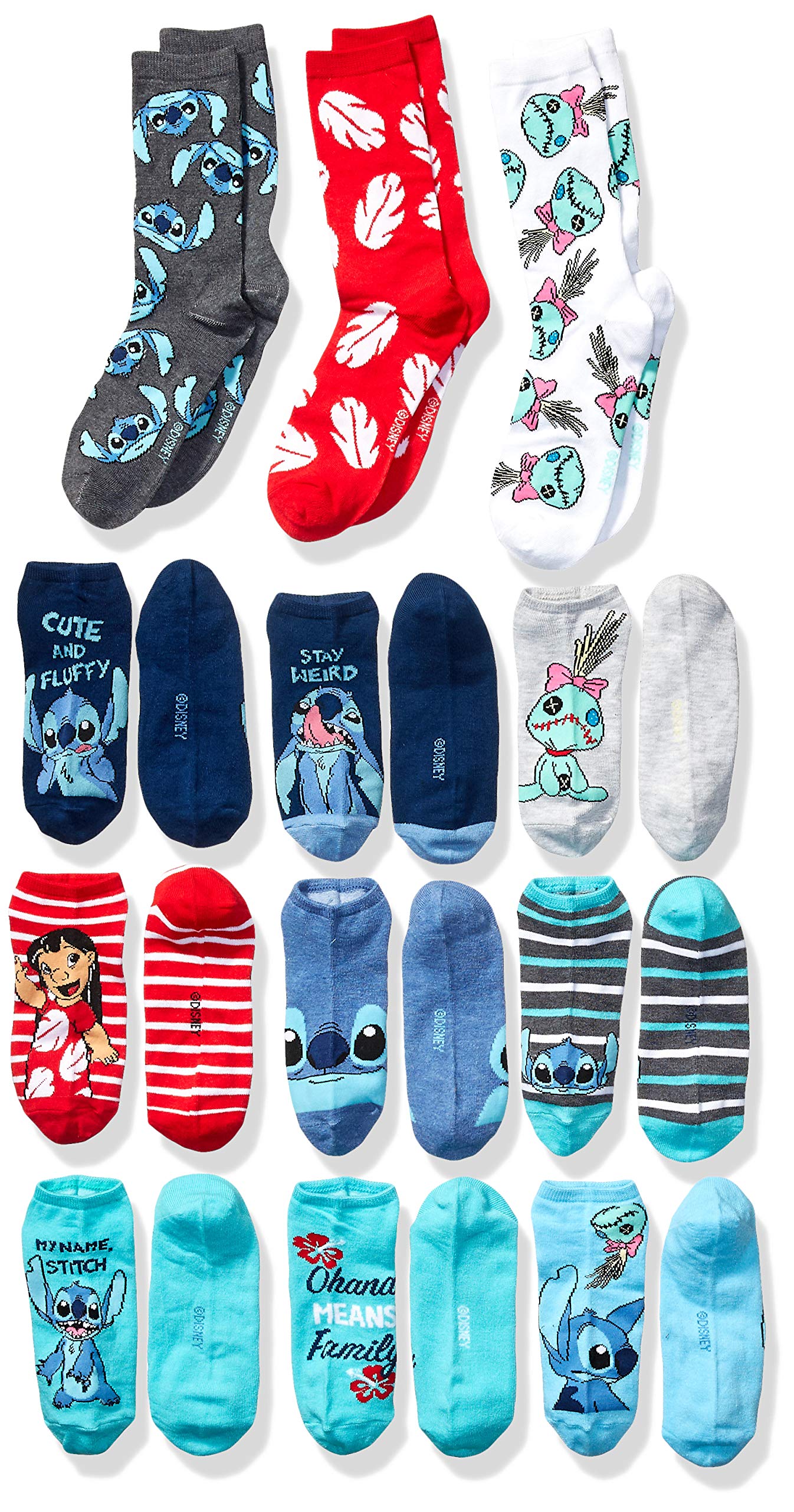 Lilo & Stitch Girls Lilo Stitch 12 Days of Advent Box Socks, Assorted