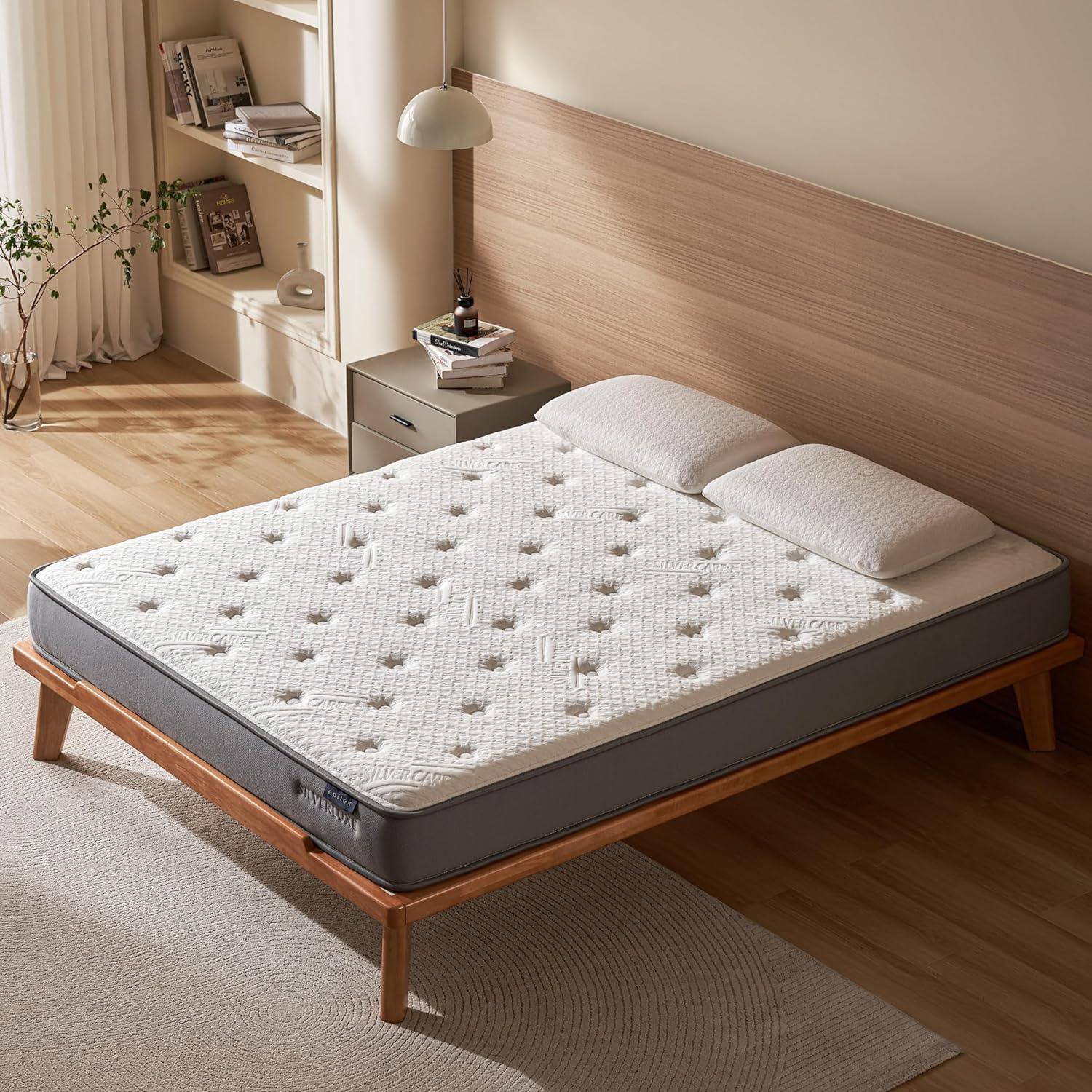 EPITEX Silverluxe Twin Mattress, 8 Inch Gel Memory Foam Twin Mattress in a Box, Individual Pocket Spring for Low Motion Transfer, Medium Firm, Gray