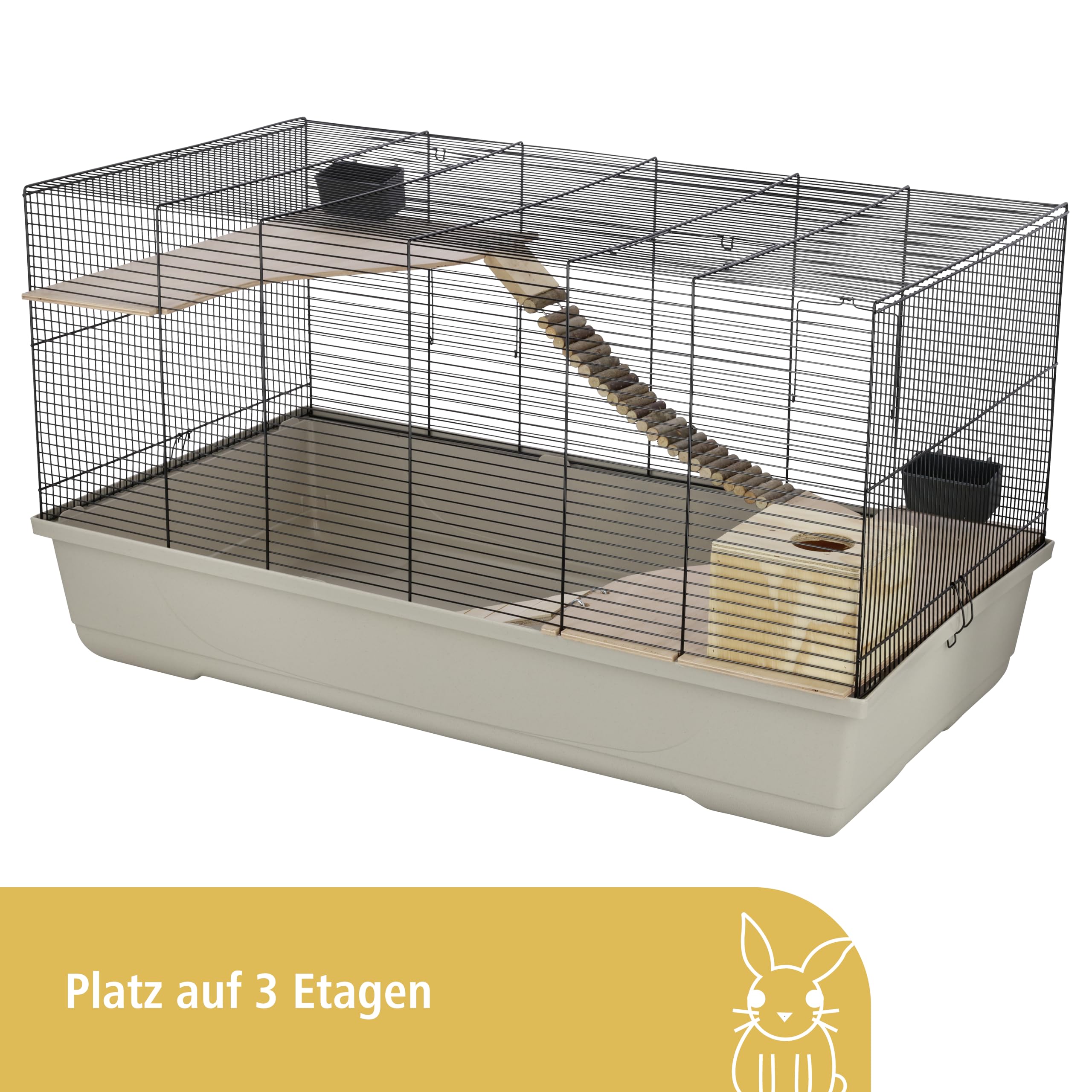 Kerbl 82722 Klatka dla małych zwierząt Gabbia chomik 102, 100 x 53 x 55 cm, beżowa