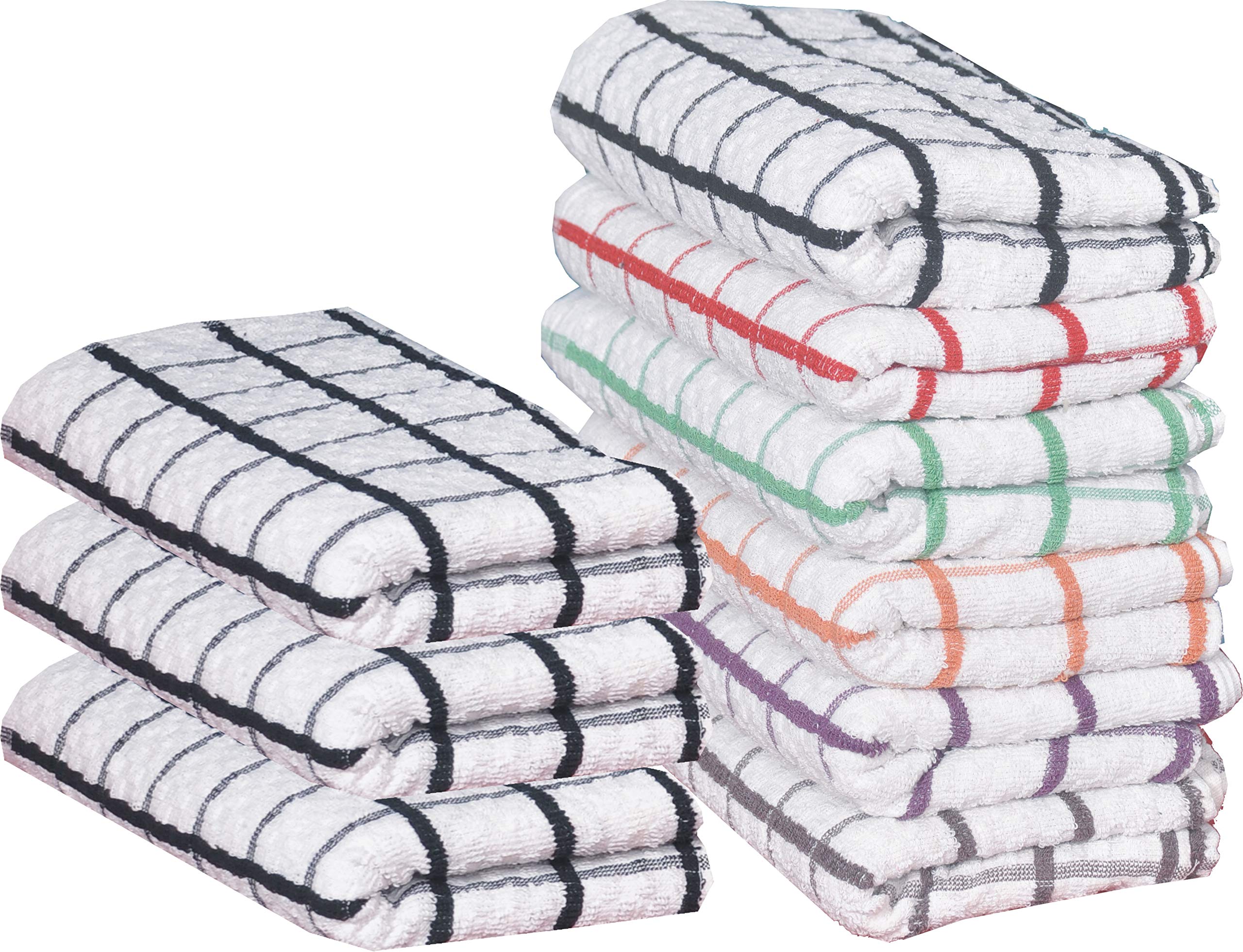 beSunshine Multi-Buy 100% Cotton Jumbo Terry Tea Towels Kitchen Dish Towels Super Absorbent (Random, 12)