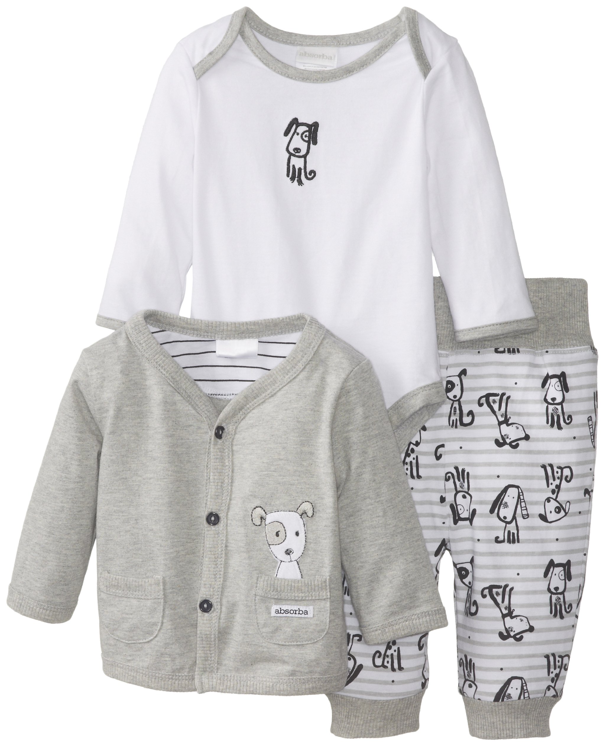 ABSORBA Babys Newborn B Puppy Jacket Set, Grey, 3-6 Months