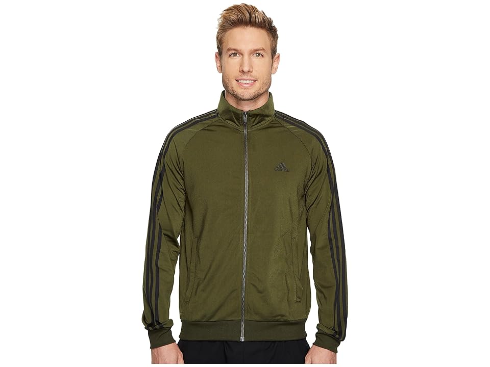 

adidas Essentials 3-Stripes Tricot Track Jacket (Night Cargo/Black) Men's Coat