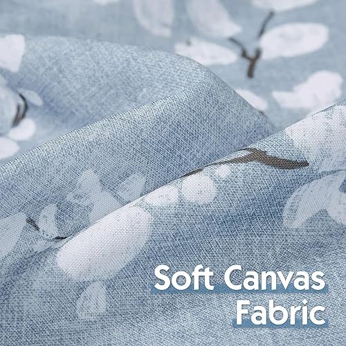 Miniatura 4 de FMFUNCTEX Cortinas de cocina azul-blancas para baño, cortinas de lona pequeñas florales para baño, sótano, ventanas de 24 pulgadas, filtro de luz,