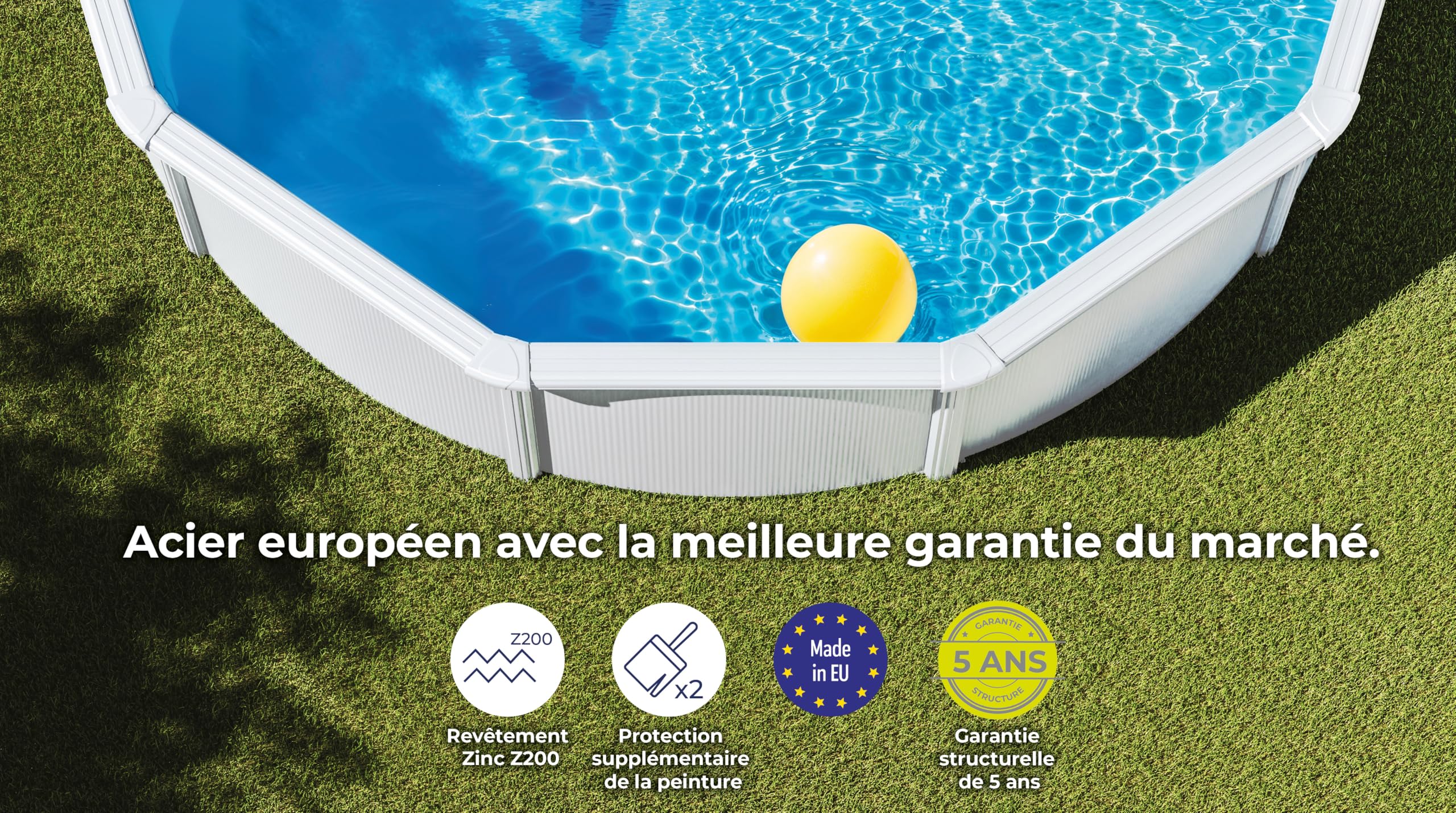 Gre KITPR303 Bora Bora - Piscine Hors-Sol en Acier, Piscine Ronde avec Structure en Acier Blanc. Filtre a Cartouche. Piscines Hors-Sol pour Jardin, Ø300 x 120 cm