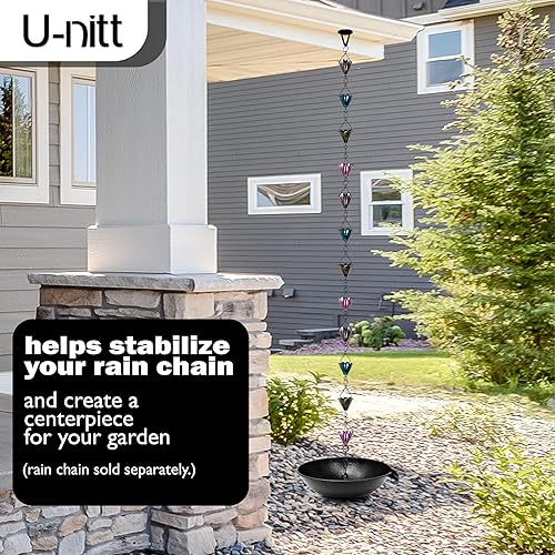 Miniatura 3 de U-nitt Cuencoplato de anclaje de 12 pulgadas para cadena de lluvia de canalón, cuenco para derrames para fuente, con scupper, alternativa para baño