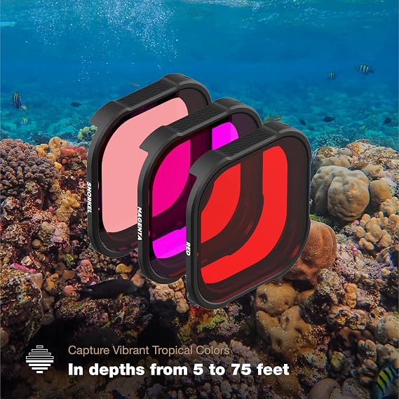 PolarPro Red Filter 3-Pack for GoPro Hero13 Protective Housing - Fits Hero9/10/11/12/13 Cameras in Protective Housing - Underwater Color Correction Dive Filters for Scuba or Snorkeling