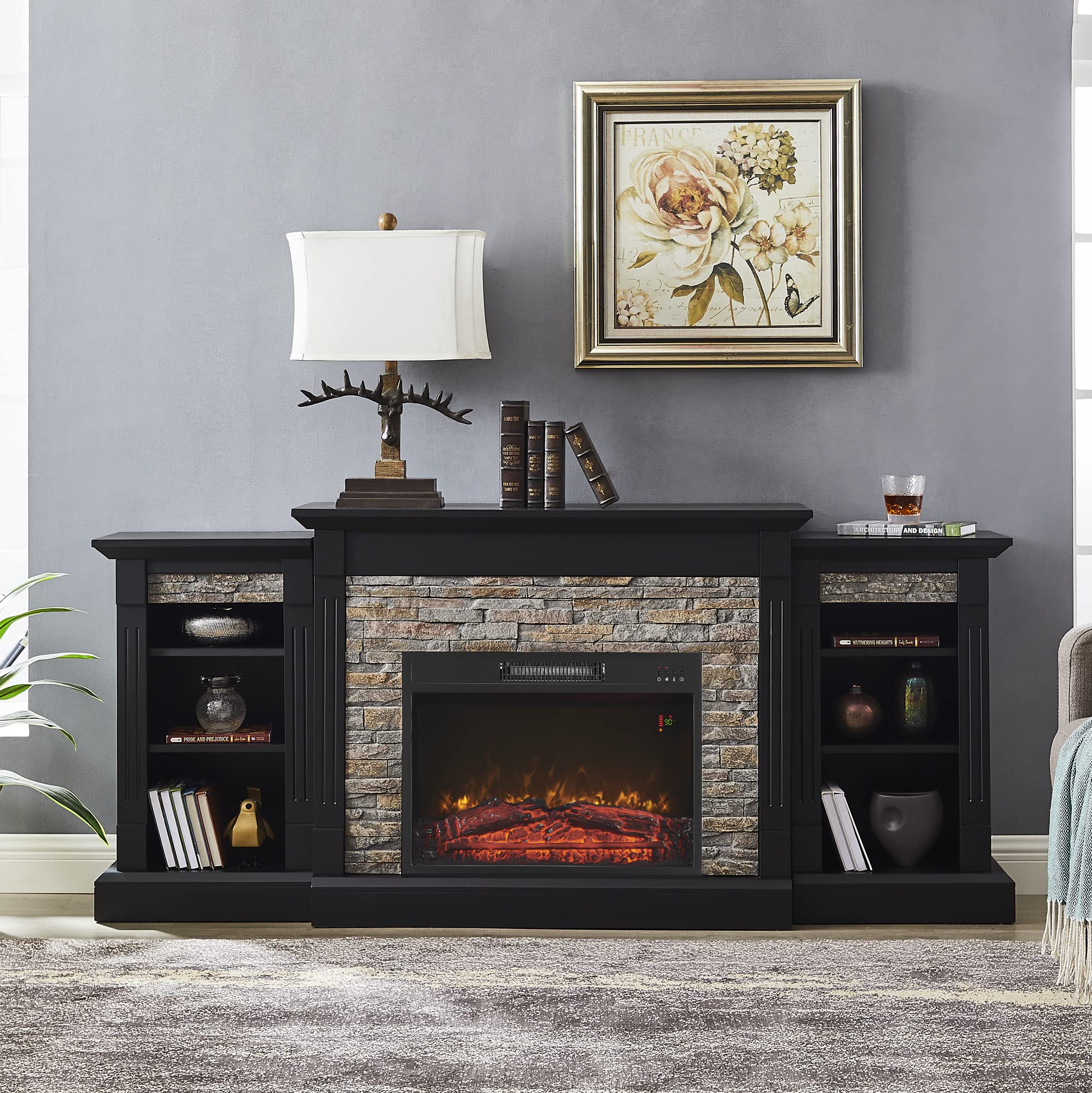 Buy GOOD & GRACIOUS Electric Fireplace Mantel Freestanding Media Mantel
