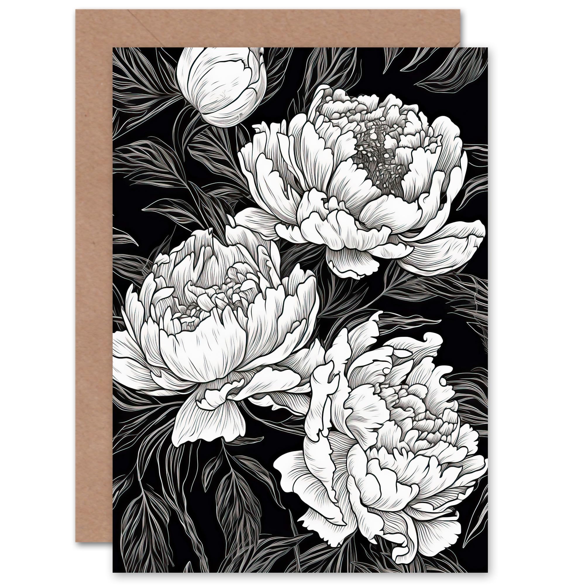 Artery8 Peony Flower Blooms for Wife Her Mum Sister Daughter Mom Gran Nan Birthday Thank You Congratulations Blank Art Greeting Card