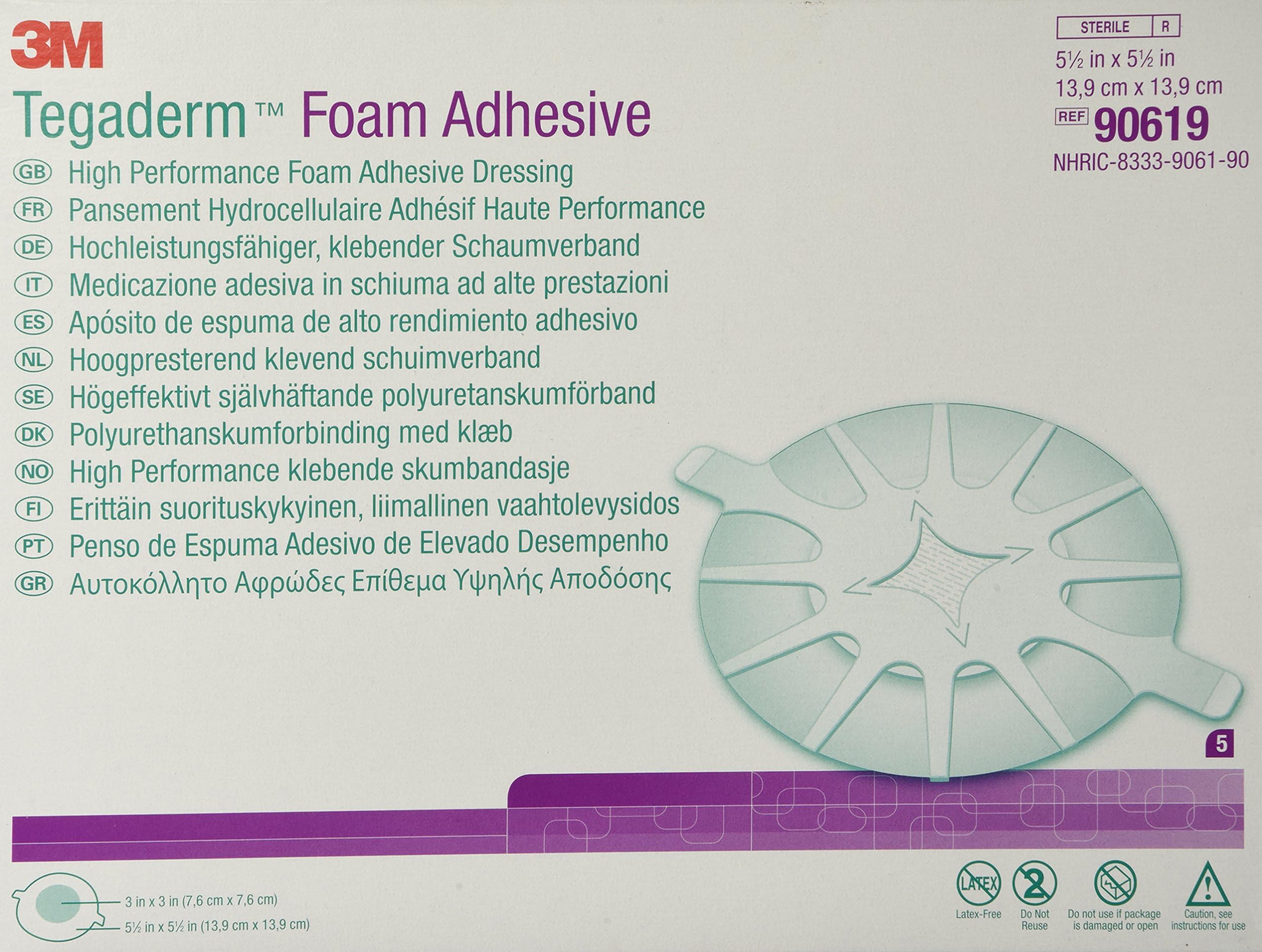 Tegaderm High Performance Adhesive Foam Dressing, 5-1/2" Square