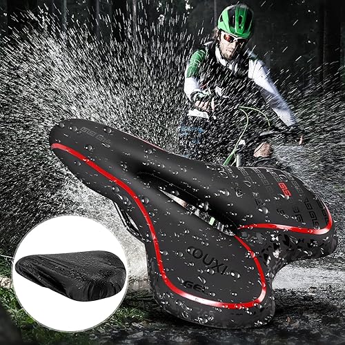Miniatura 5 de OUXI Cómodo asiento de bicicleta de gel de repuesto acolchado suave con absorción de golpes impermeable para MTB bicicleta de montaña bicicleta de
