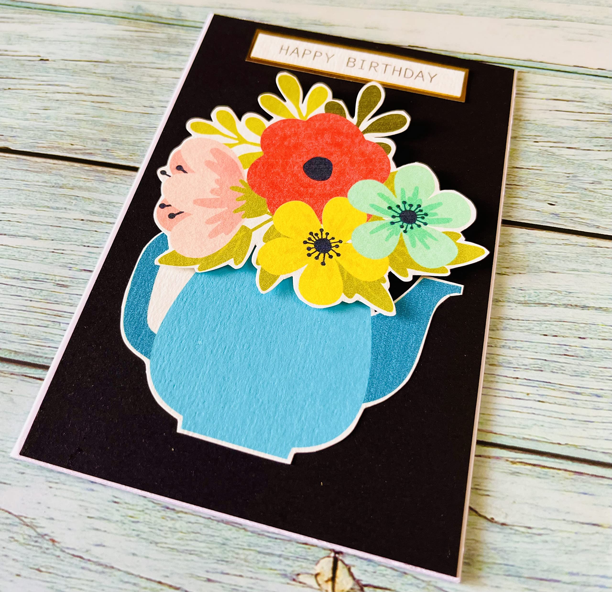 handmade greeting card set with envelopes for birthday, 4x6 size, blank inside, floral theme (pack of 5)