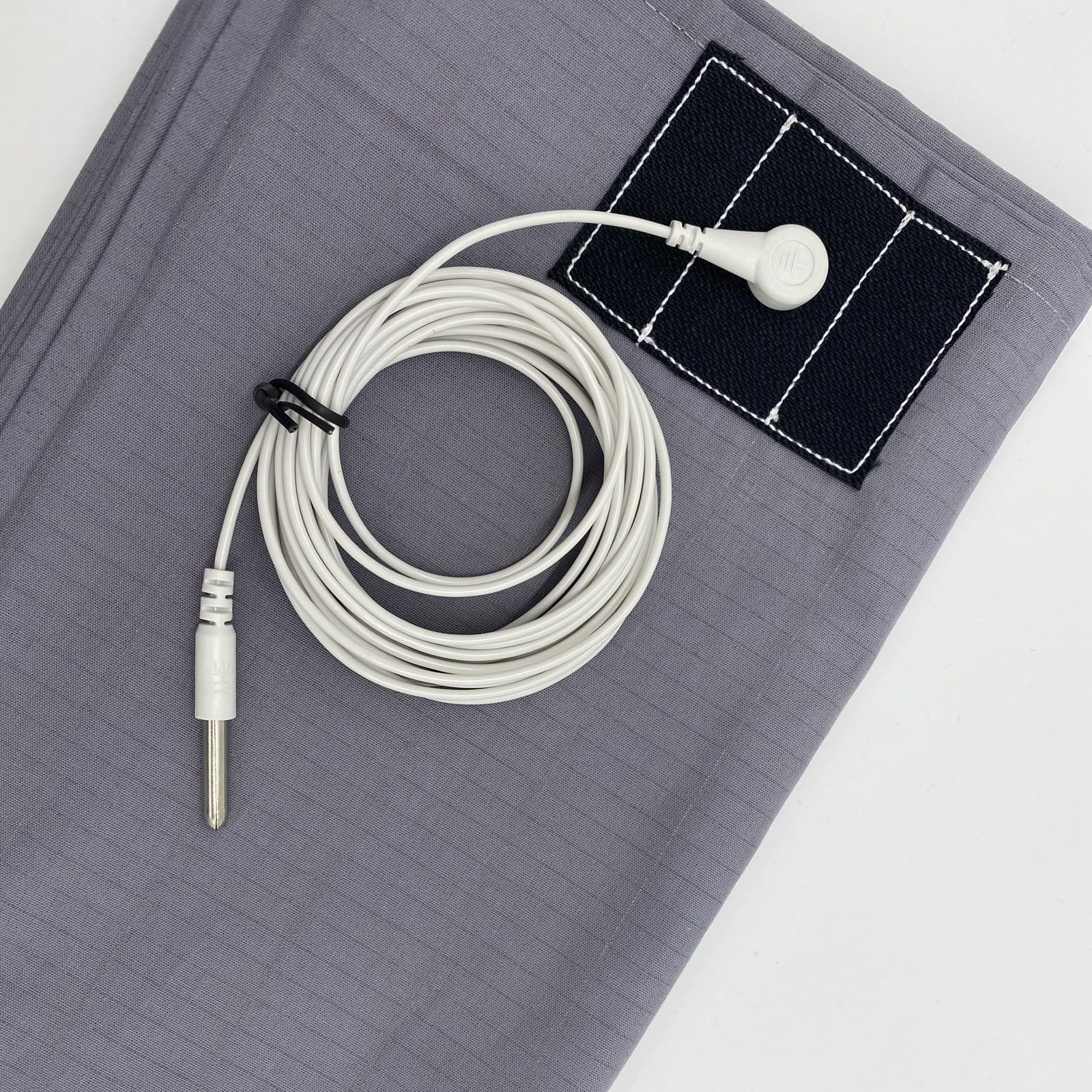 Grounding Flat Sheet Twin Size Gray 54x75 Inches - Conductive Silver Fiber & Organic Cotton for Improved Sleep, Includes 15ft Grounding Cord