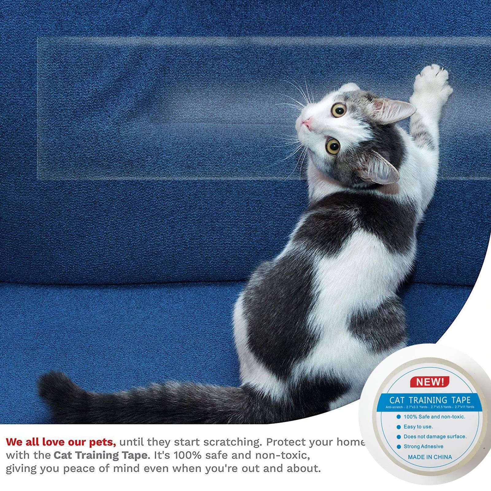 Cinta De Entrenamiento Anti Arañazos para Gatos,Protector De Muebles Gatos,Transparente Autoadhesivas De Gato Protector, Protector De Muebles para Sofá, Alfombra, Puertas,5m