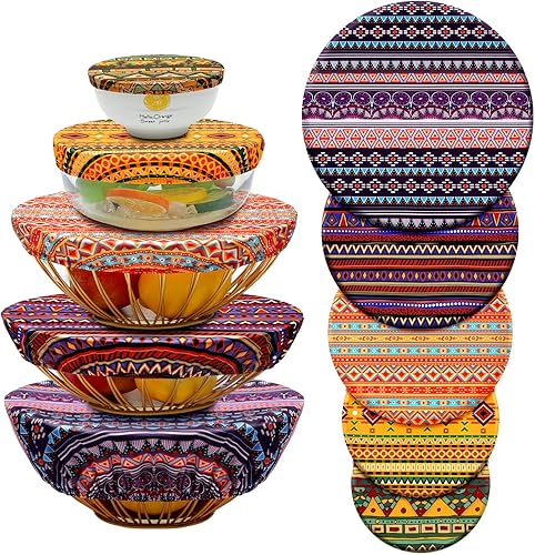 Miniatura 7 de 10 fundas de tela reutilizables para tazones de alimentos cubierta elástica para almacenamiento de alimentos cubierta de tapa de plato para sobras