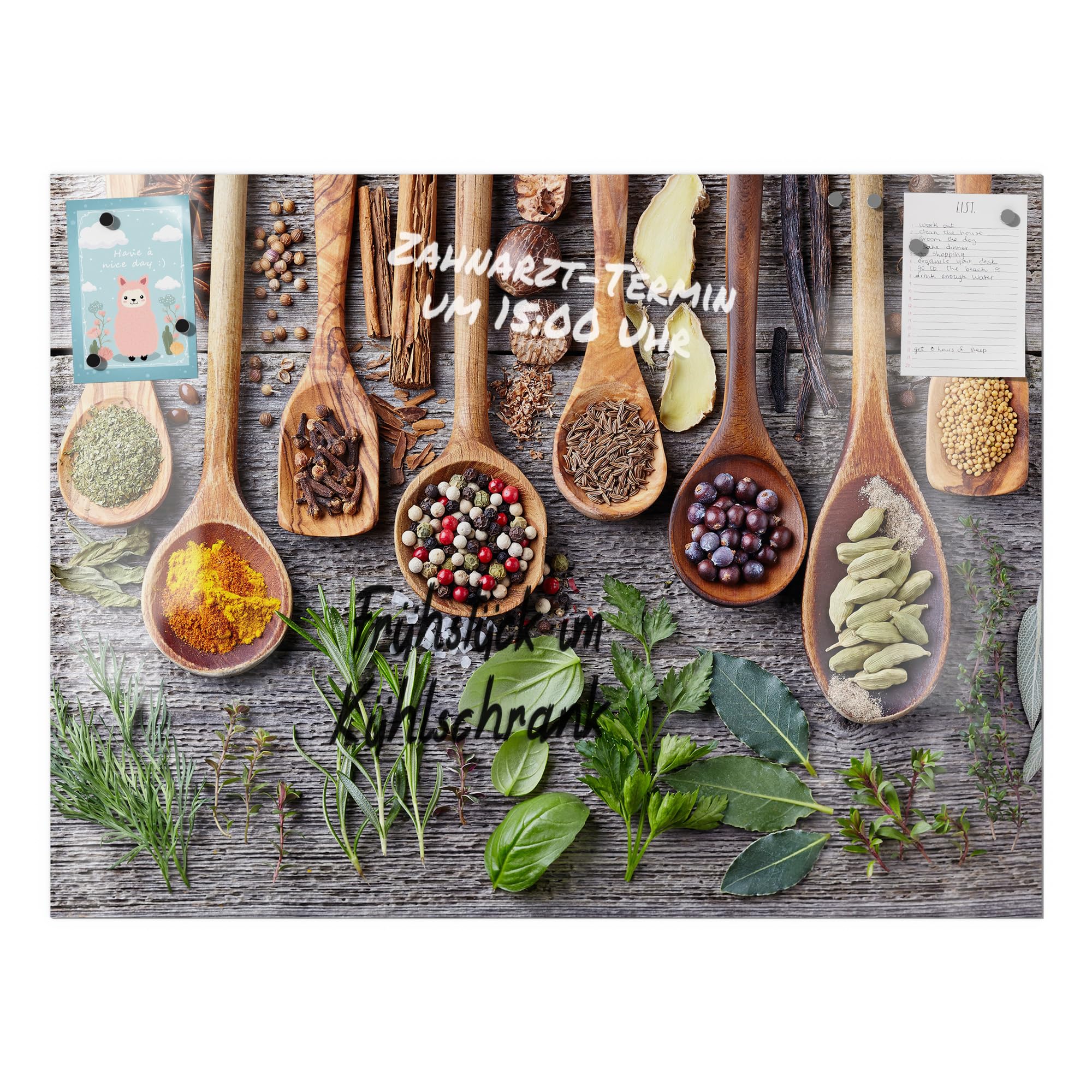 DEQORI Folia magnetyczna do ogrzewania 80 x 60 cm | motyw zdobiona łyżką kuchenną | dekoracyjna mata magnetyczna, ochrona grzejników | magnetyczna folia dekoracyjna samoprzylepna, magnetyczna i do