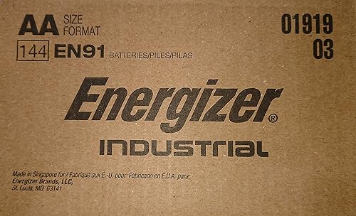 Energizer Baterías alcalinas industriales EN91, AA (caja de 144 baterías), fabricadas en los Estados Unidos o Singapur