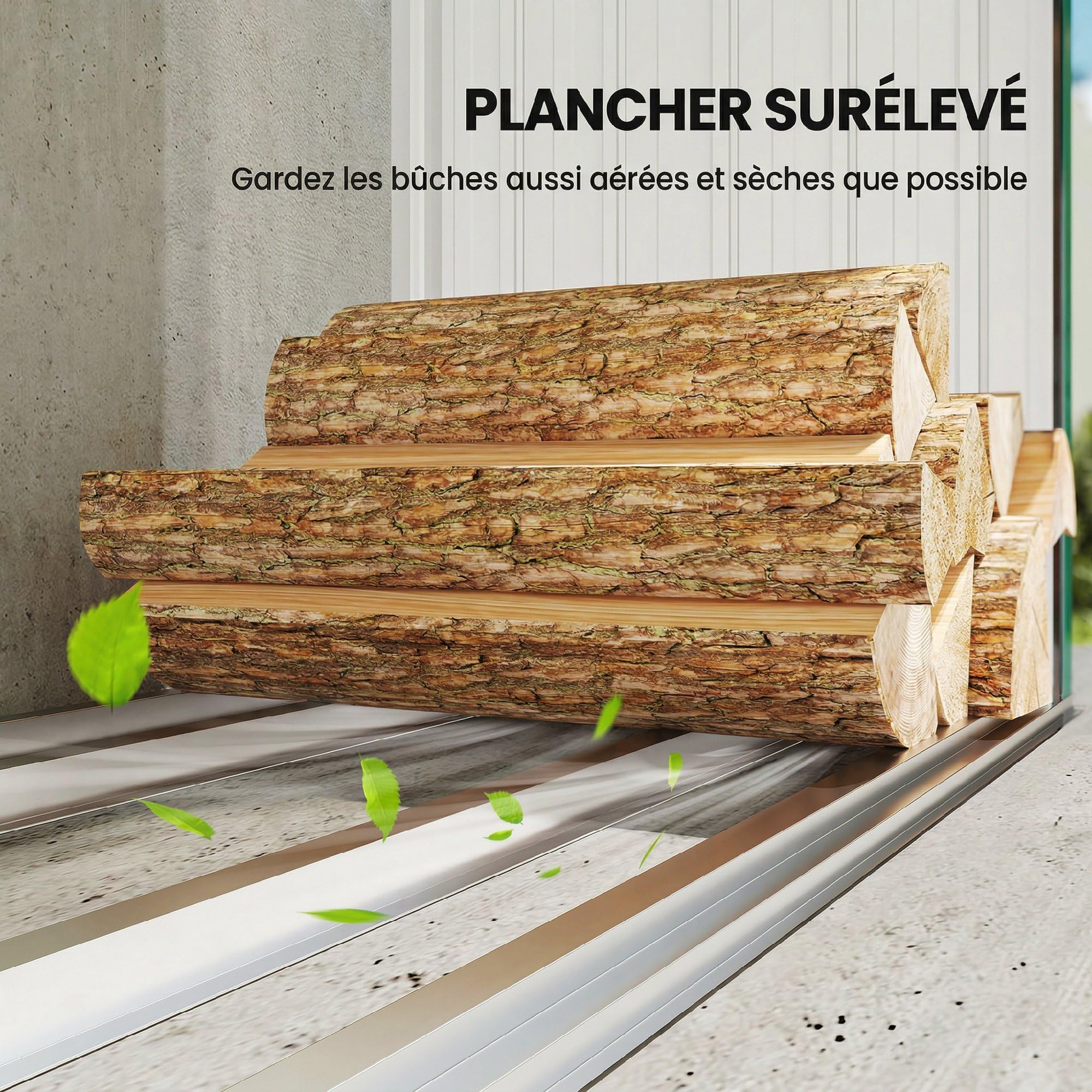 Outsunny Albero Coperto Acciaio Zincato Supporto Legna Riscaldamento 213 x 66,5 x 150 cm Verde
