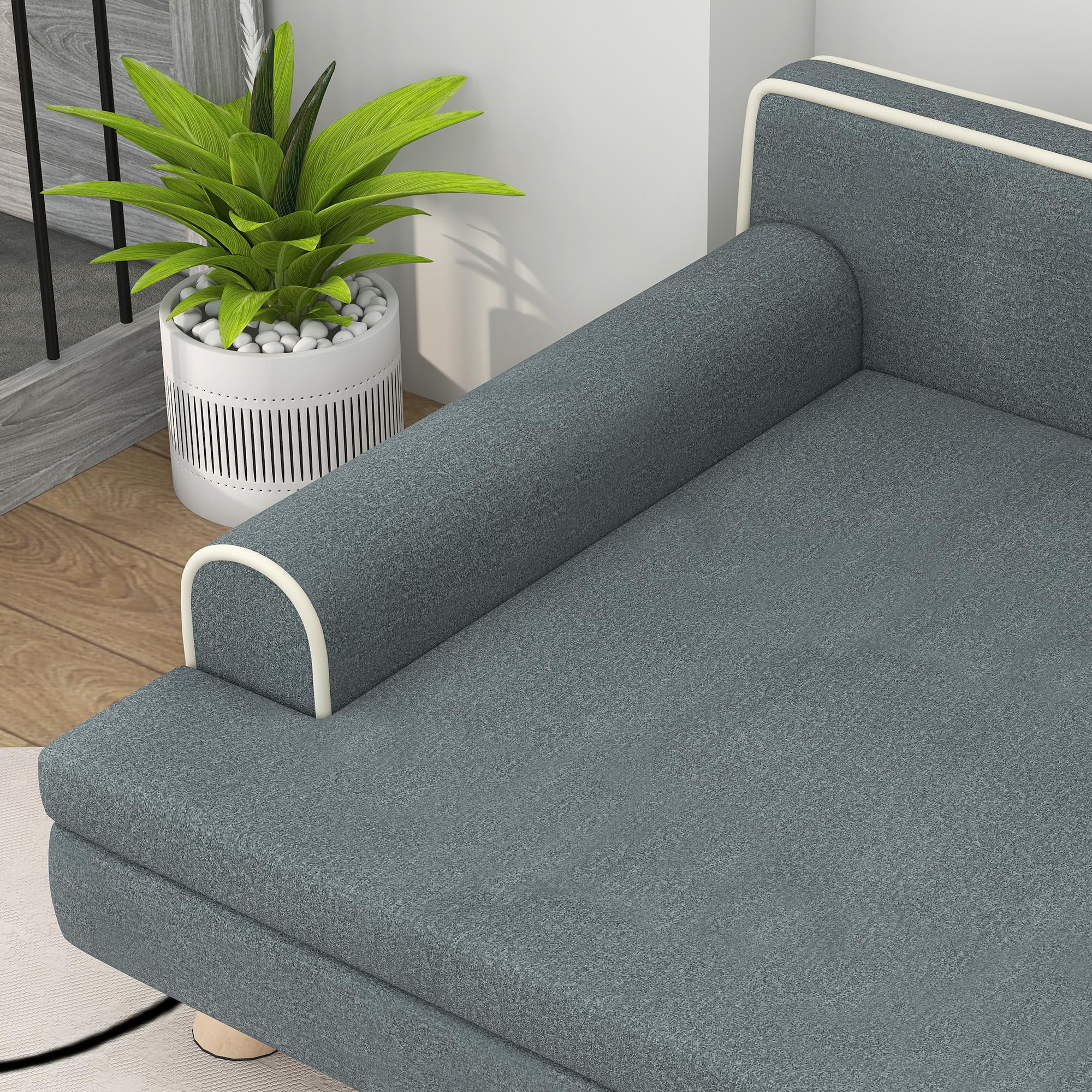 PawHut Sofá para Perros Grandes y Medianos, 100x62x32 cm, Cama Elevada para Perros, Tapizada en Chenilla, con Cojín Lavable y Patas de Madera de Pino, Gris Oscuro