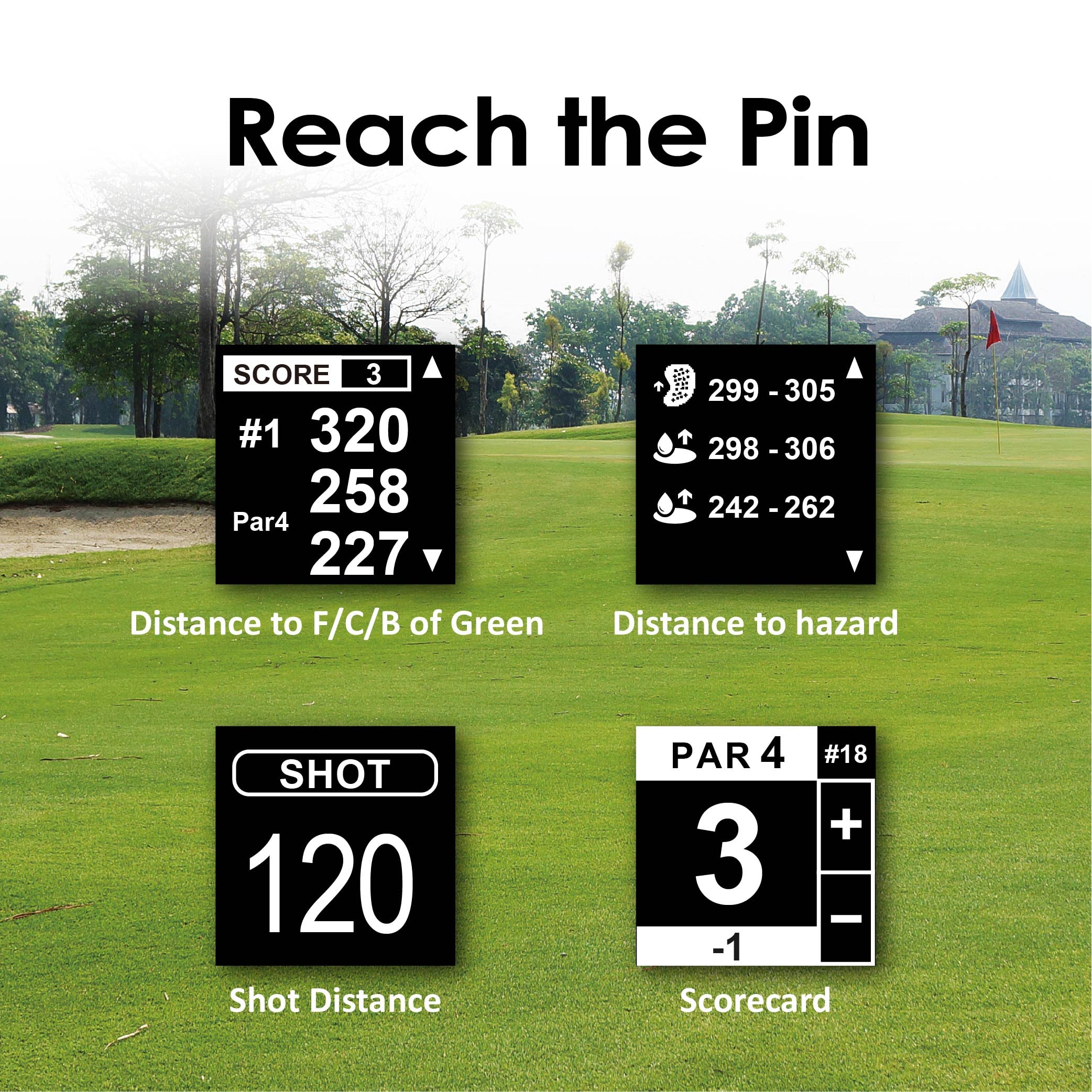 CANMORE TW356 Orologio GPS da golf per uomo e donna, aggiornamento gratuito di oltre 41.000 campi precaricati in tutto il mondo, display LCD ad alto contrasto, chip IC di aggiornamento, Arancia